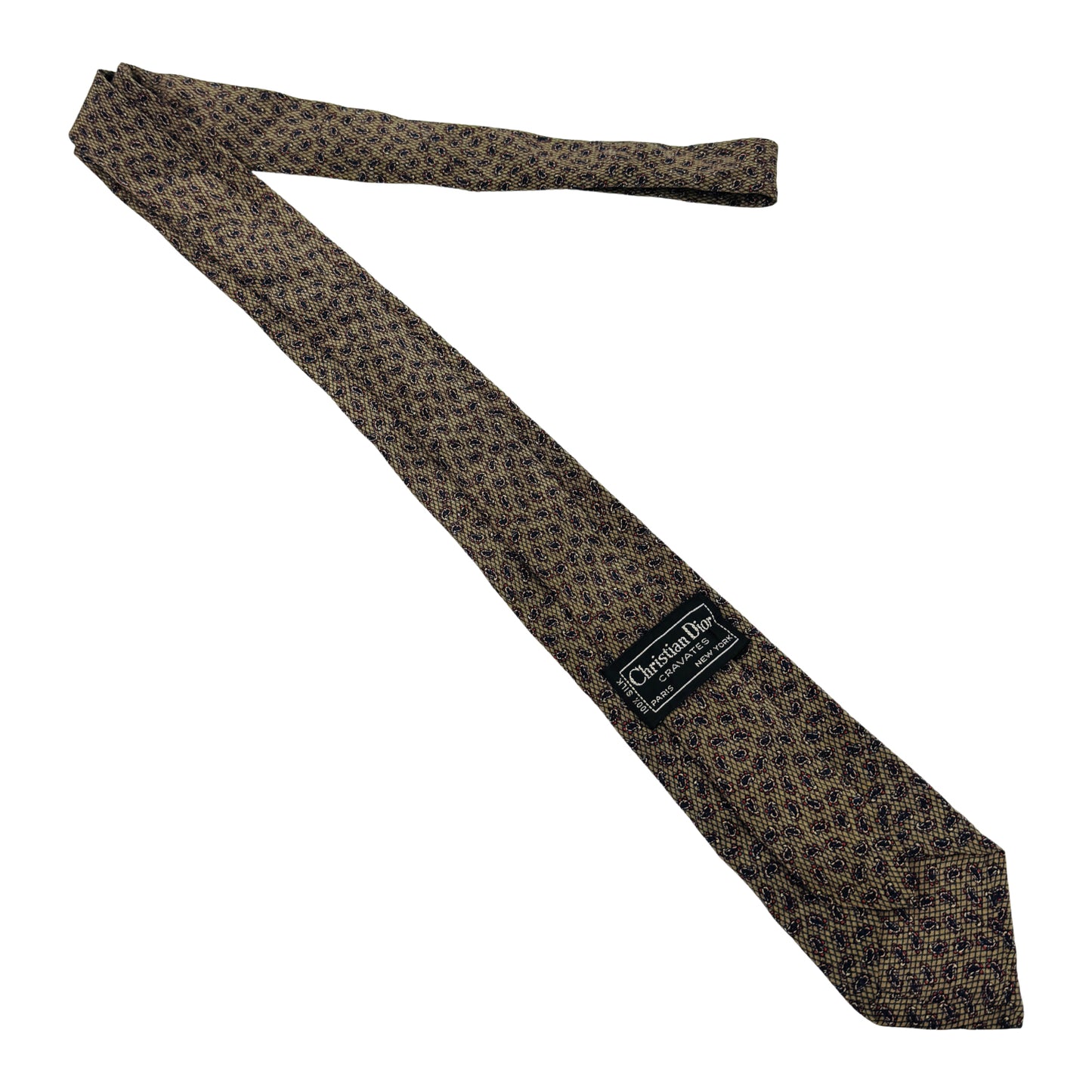Christian Dior Tan 'Paisley Pattern' Tie (Size Slim Fit)