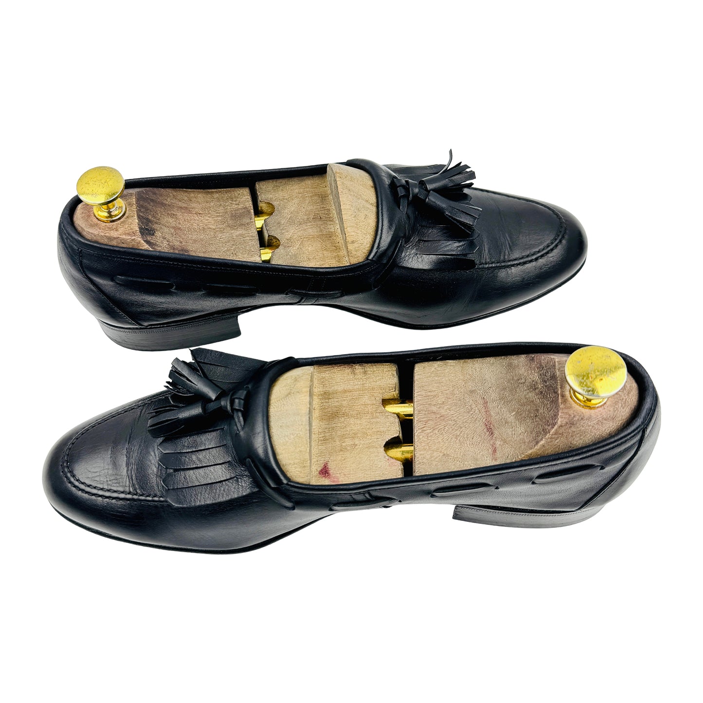Bally Men's Black Polished Leather Kiltie Tassel Loafers (Size 42)