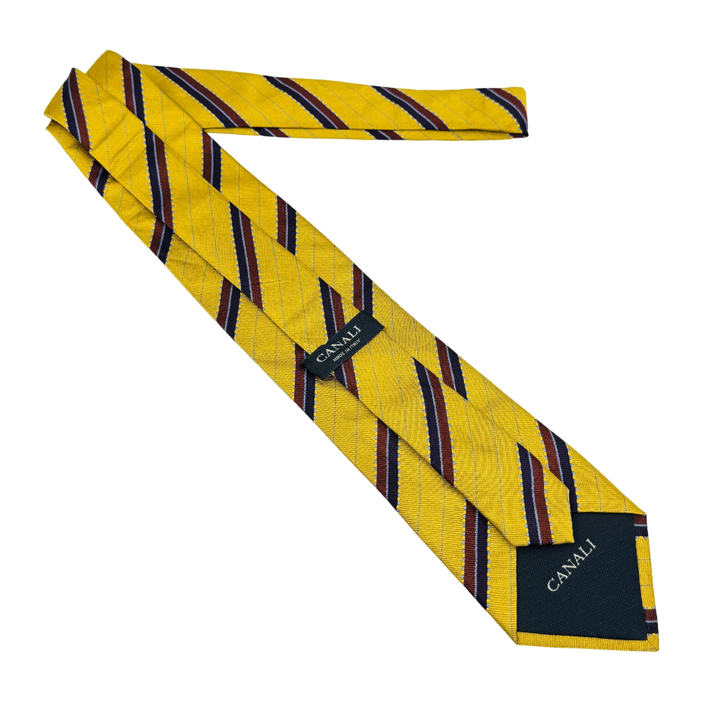 Canali Yellow 'Diagonal Stripes' Tie (Size Regular)