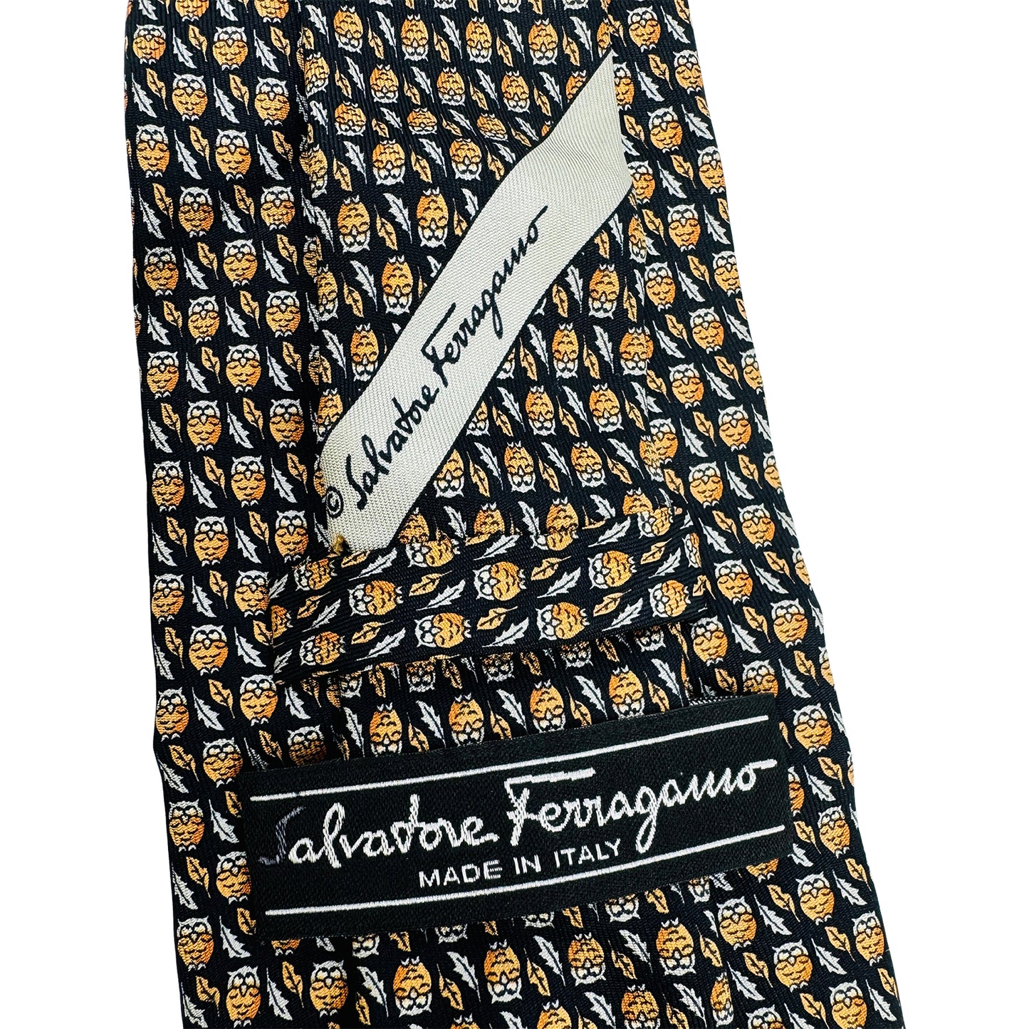 Salvatore Ferragamo Black 'Motifs' Silk Tie (Size Regular)