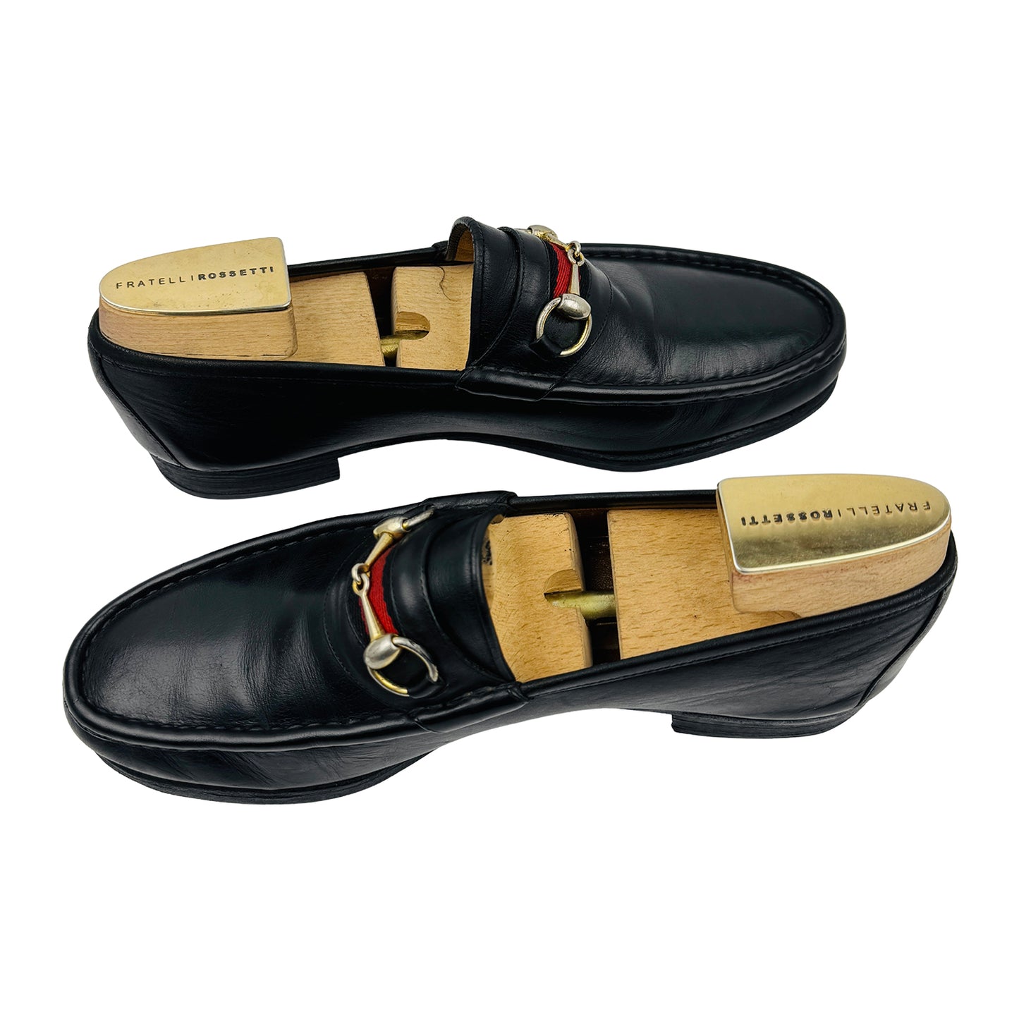 Gucci Black Leather Horsebit Web Loafers (Size 43/43.5)