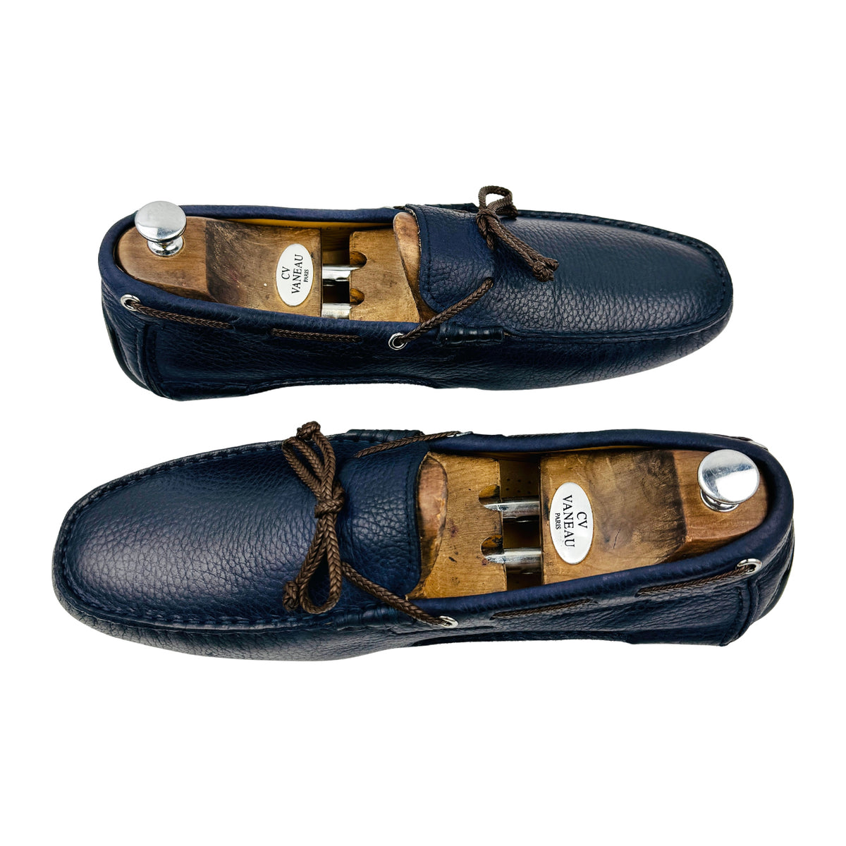 Bally Grained Leather Navy Loafers (Size 45)