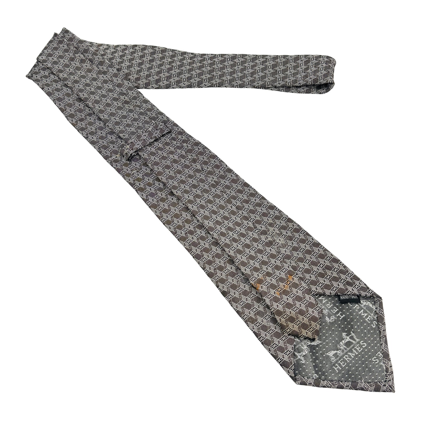 Hermès Charcoal Grey 'Geometric Pattern' Tie (Size Regular)