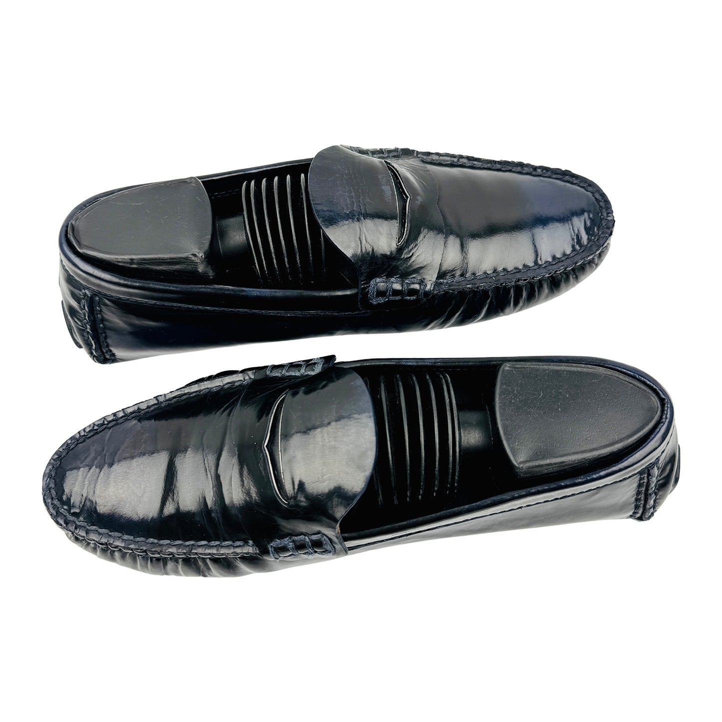 Louis Vuitton Black Patent Leather Penny Loafers (Size 40)