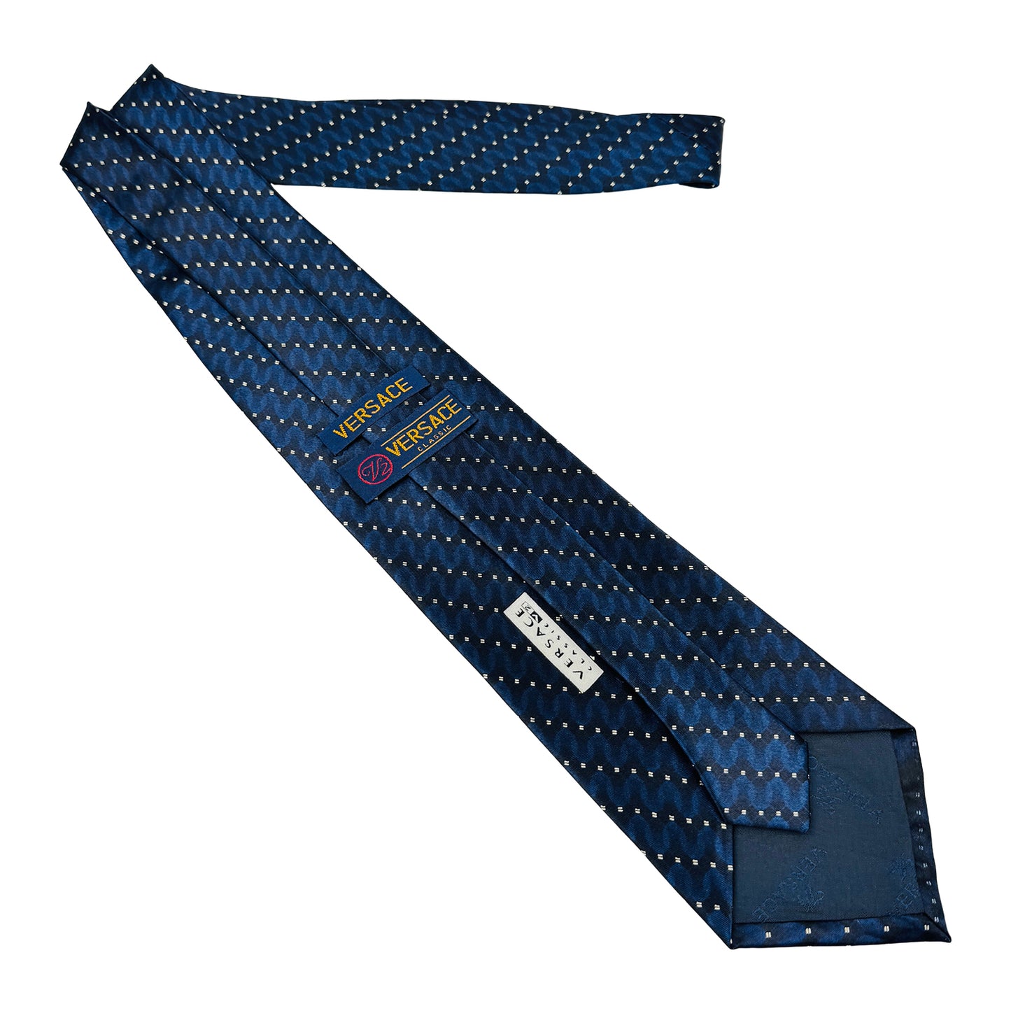 Versace Navy Blue 'Dotted Pattern' Tie (Size Regular)
