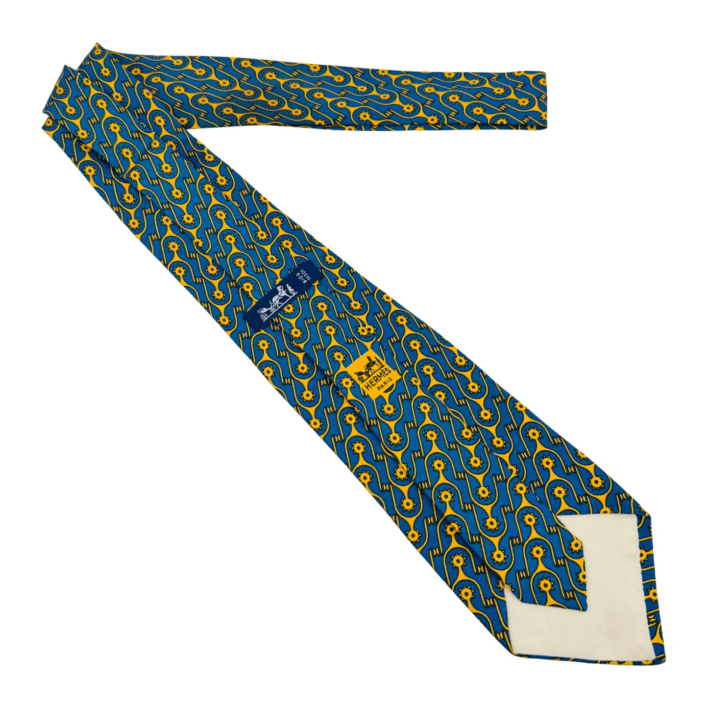 Hermès Blue 'Stirrup Pattern' Silk Tie (Size Regular)