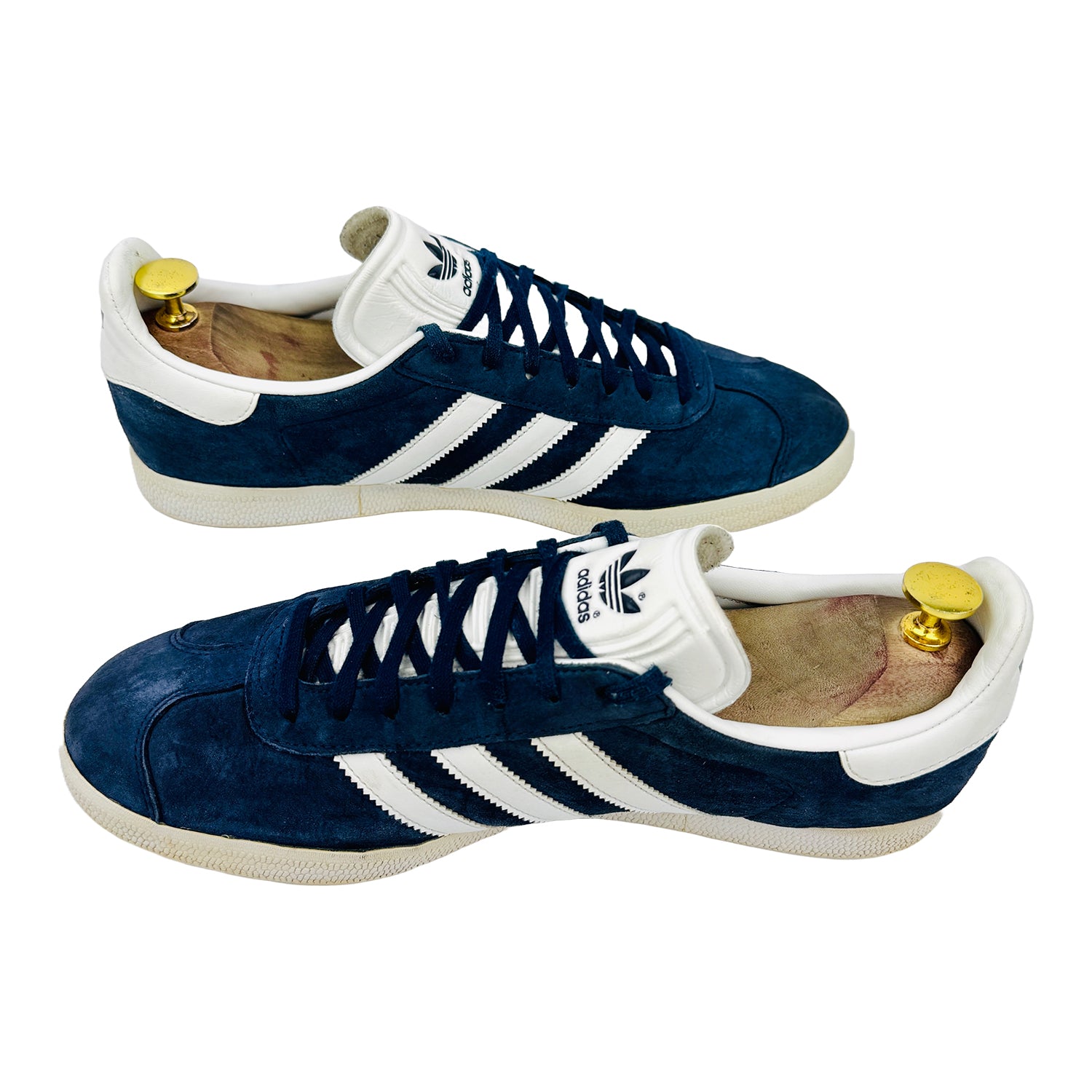 Cross image of Adidas Gazelle Navy White Sneakers (Size 43.5) - BB5478