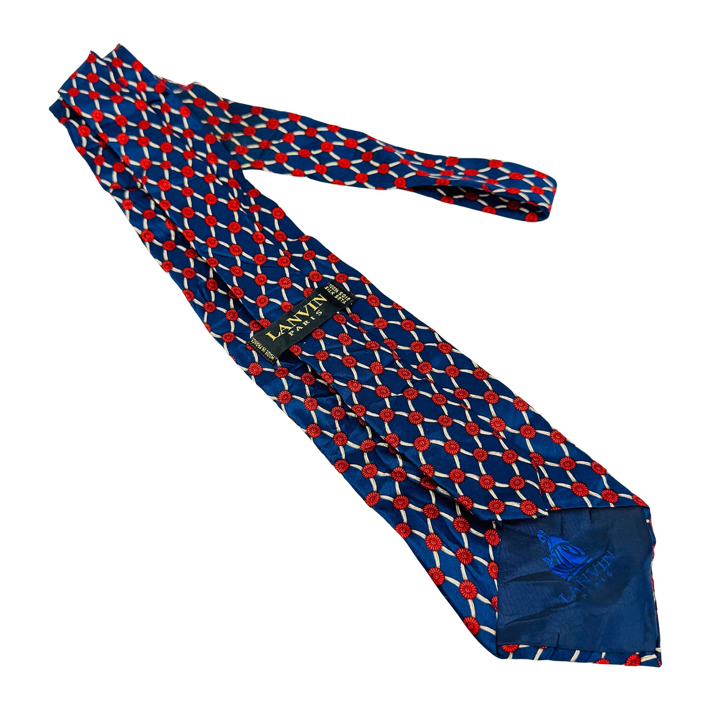 Lanvin Navy Blue 'Floral Medallions' Tie (Size Regular)