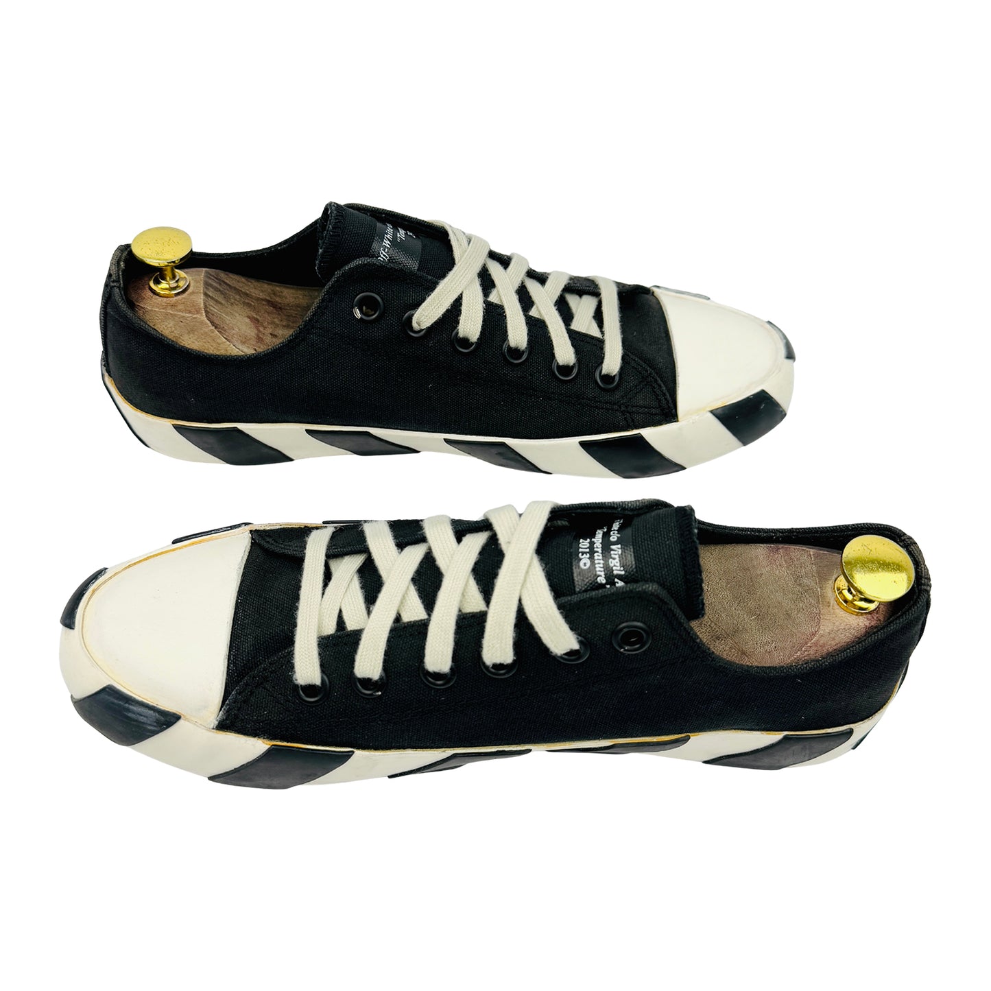 Off-White Vulcanized Low-Top Striped Sneakers (Size 43)