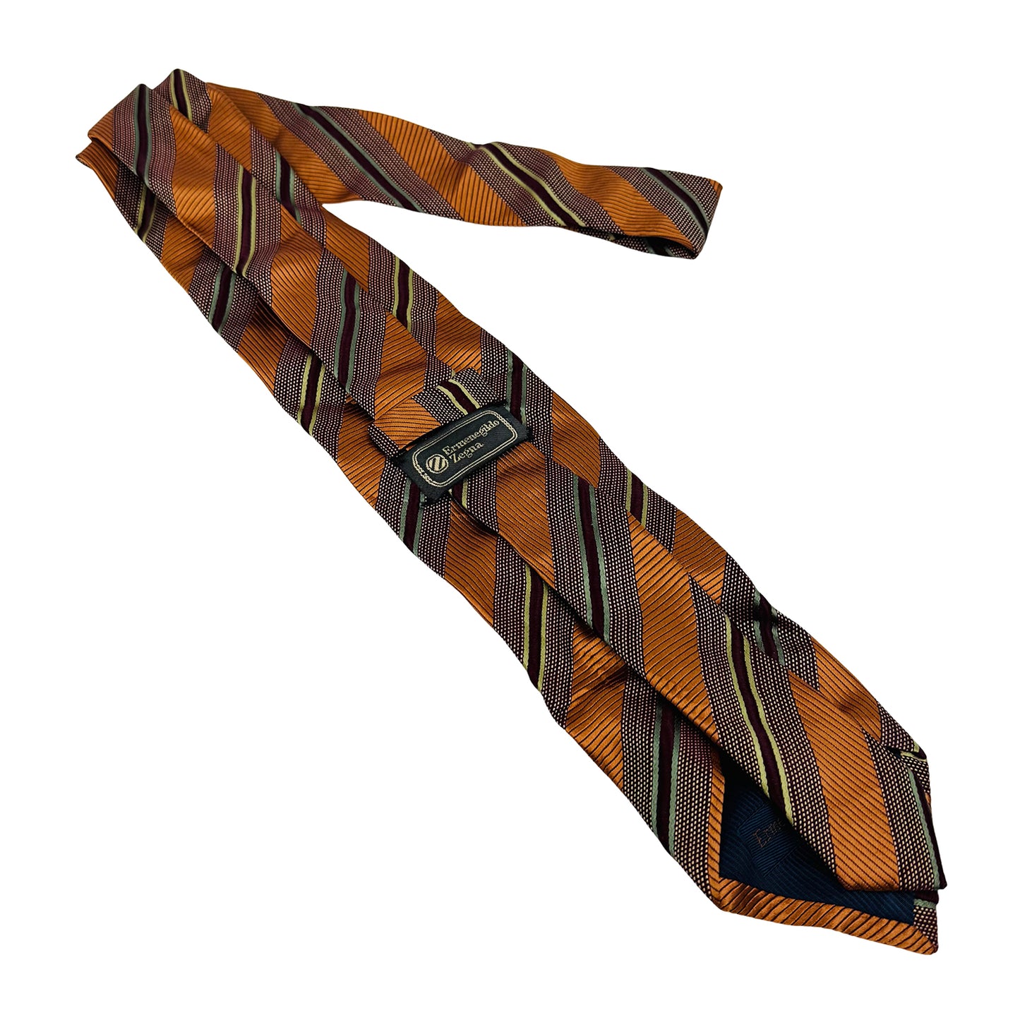 Ermenegildo Zegna Burnt Orange 'Diagonal Stripes' Tie (Size Regular)