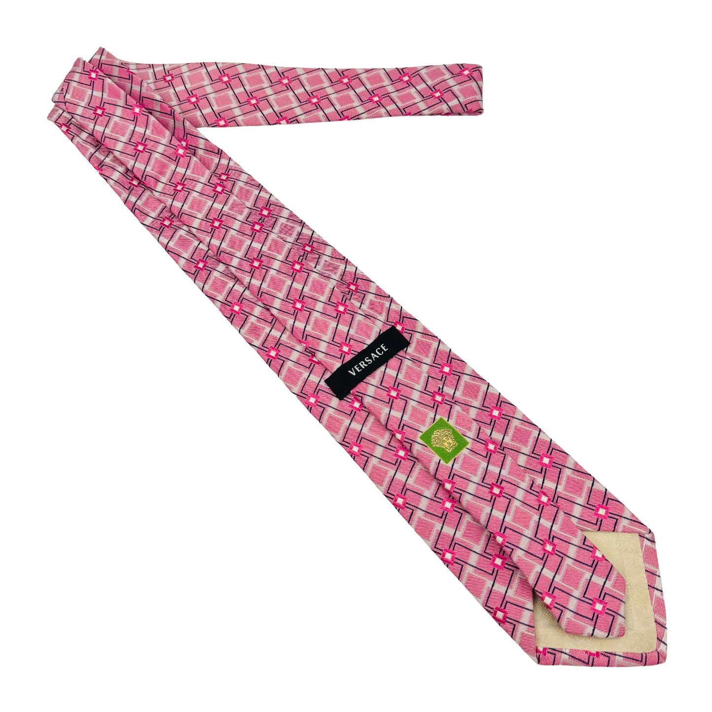 Versace Pink 'Geometric Pattern' Silk Tie (Size Regular)