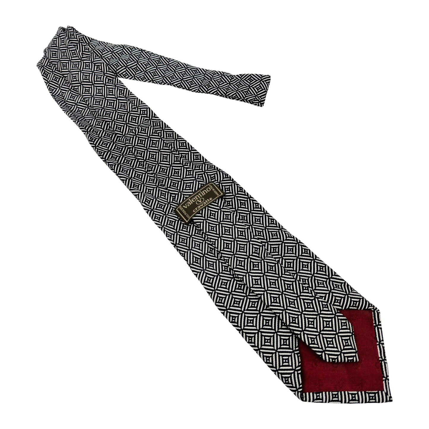 Valentino Black White 'Geometric Pattern' Tie (Size Regular)