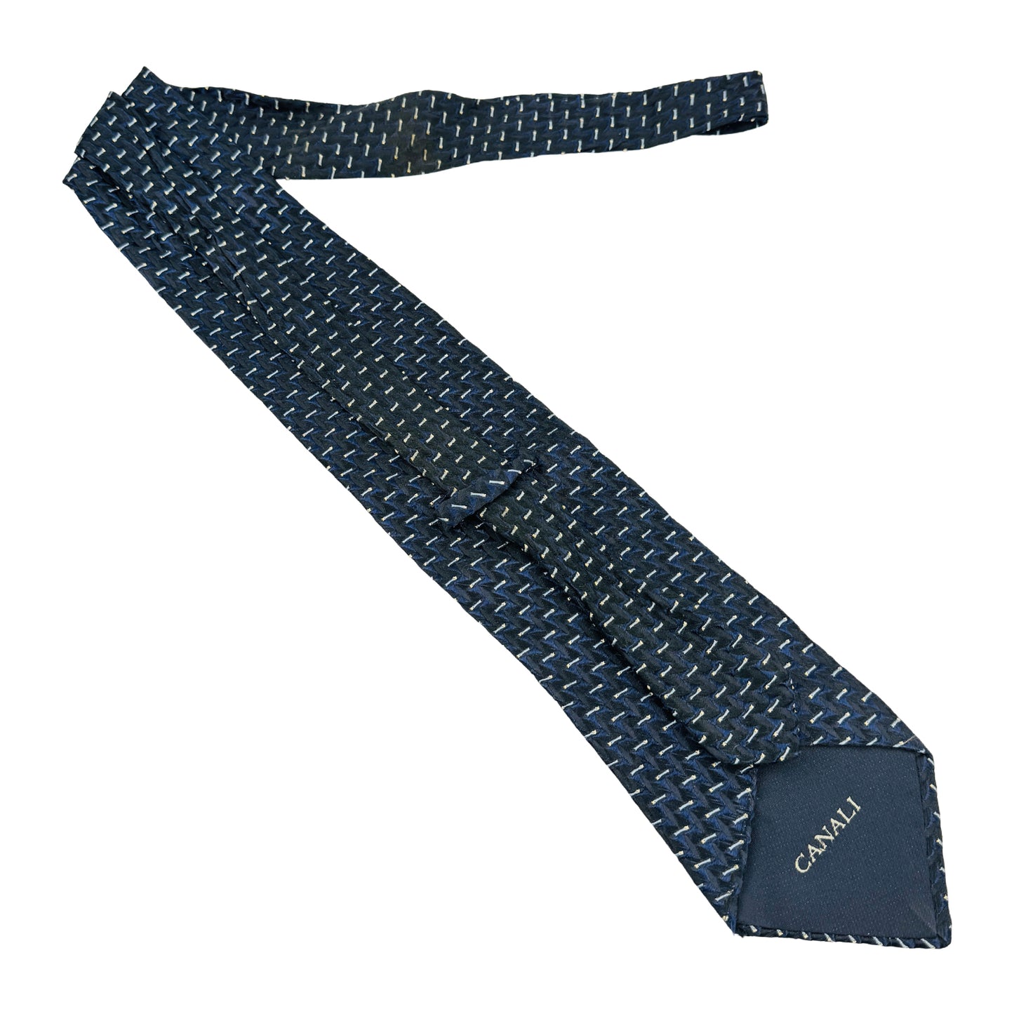 Canali Dark Navy 'Micro Pattern' Tie (Size Regular)