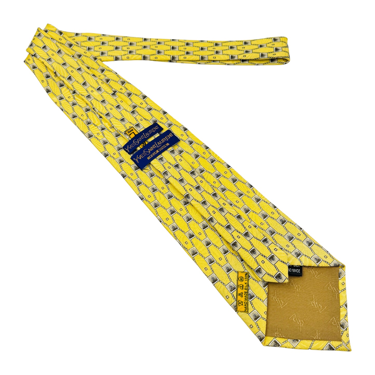 Yves Saint Laurent Yellow 'Geometric Pattern' Tie (Size Regular)