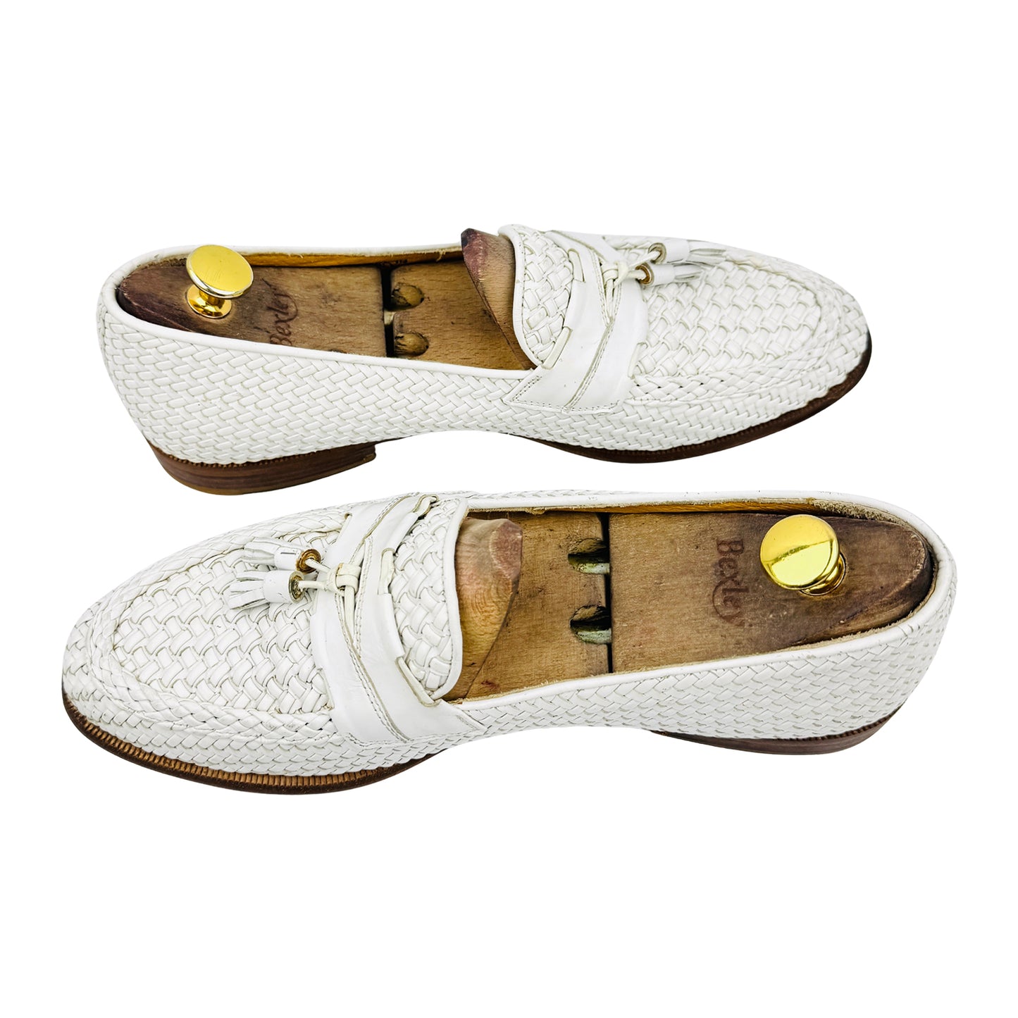 Bally Men's White Woven Leather Tassel Loafers (Size 43)