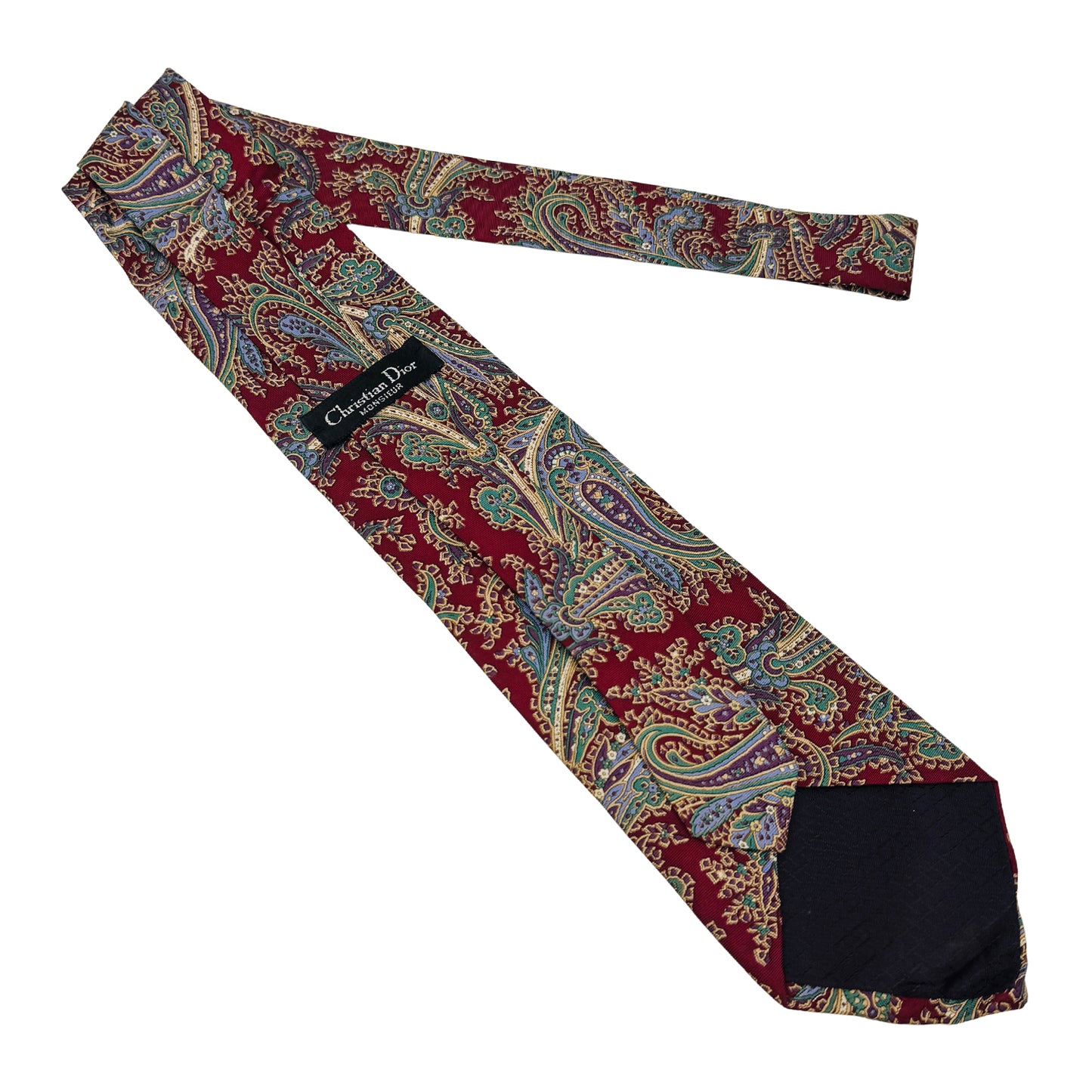 Christian Dior Burgundy 'Floral Paisley Pattern' Tie (Size Regular)