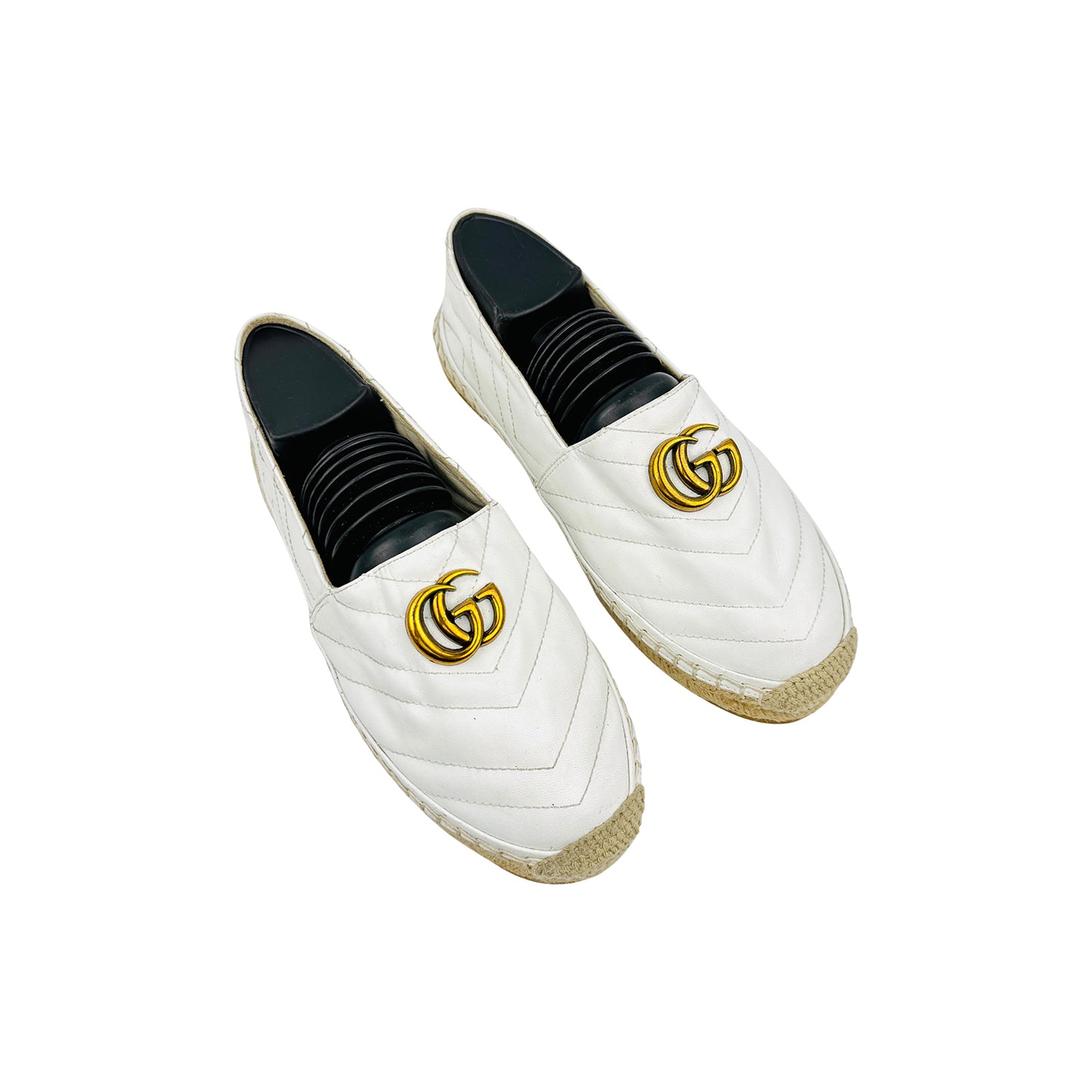 Gucci White Leather GG Logo Espadrille Shoes (Size 40)