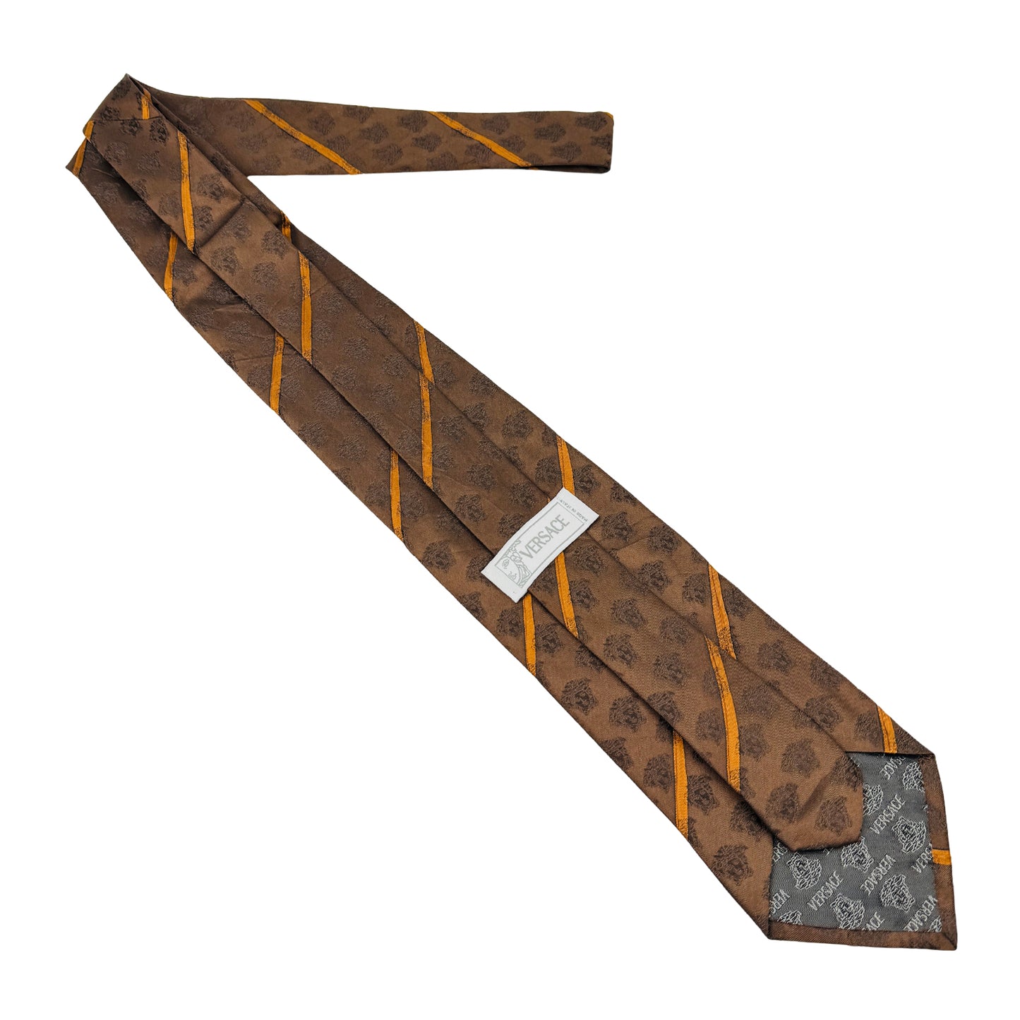 Versace Brown 'Medusa Pattern' Silk Tie (Size Regular)