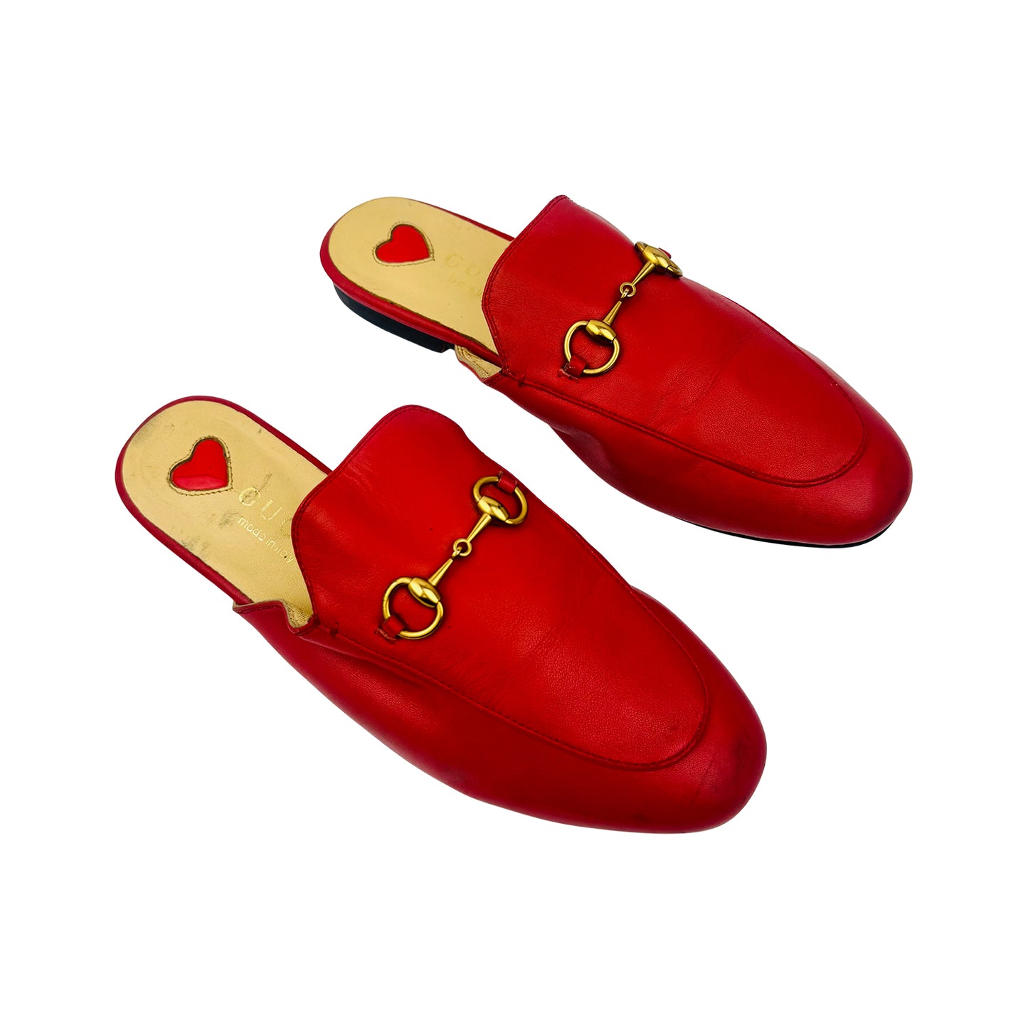 Gucci Princetown Red Leather Italian Mules (Size 40)