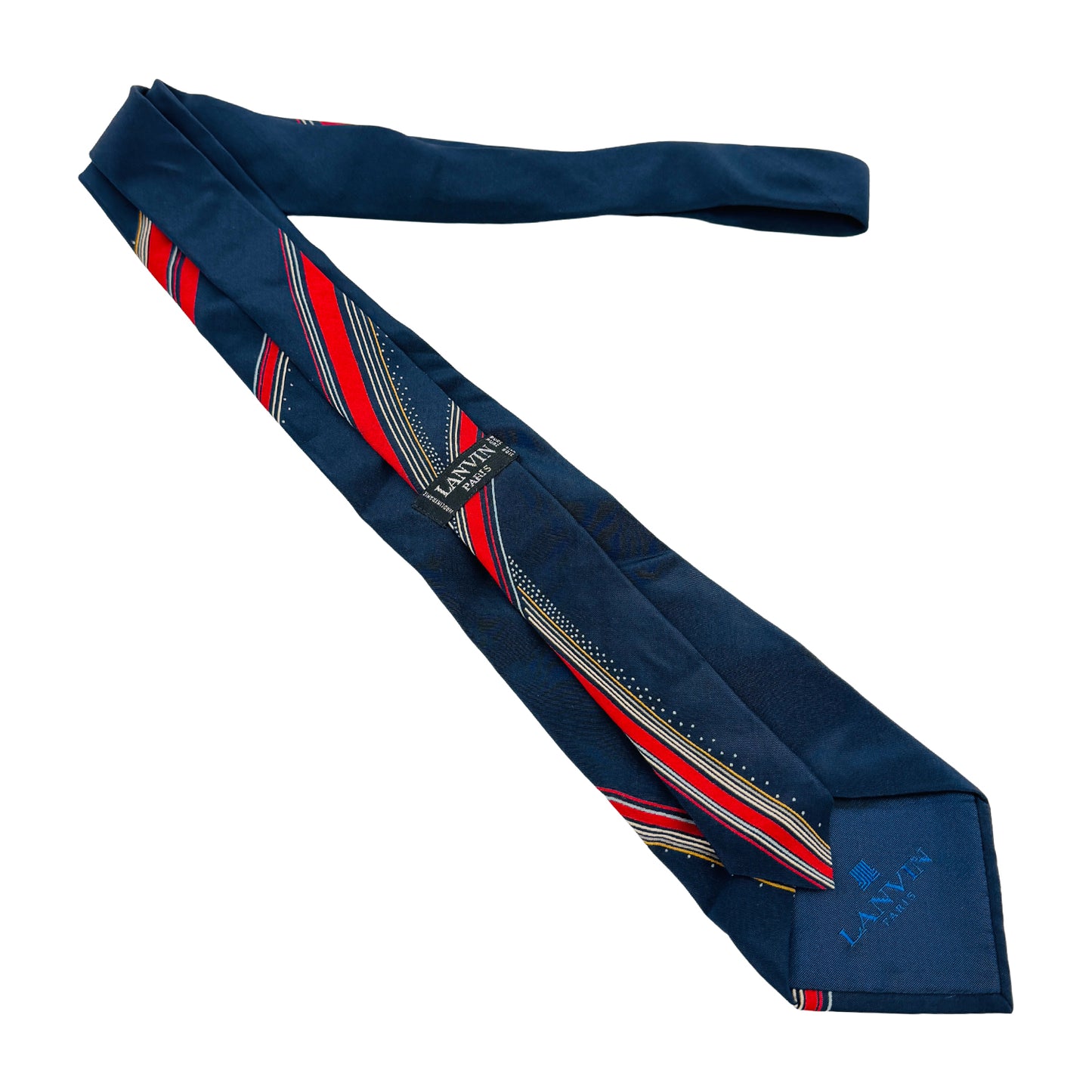 Lanvin Paris Dark Navy 'Stripes pattern' Tie (Size Regular)