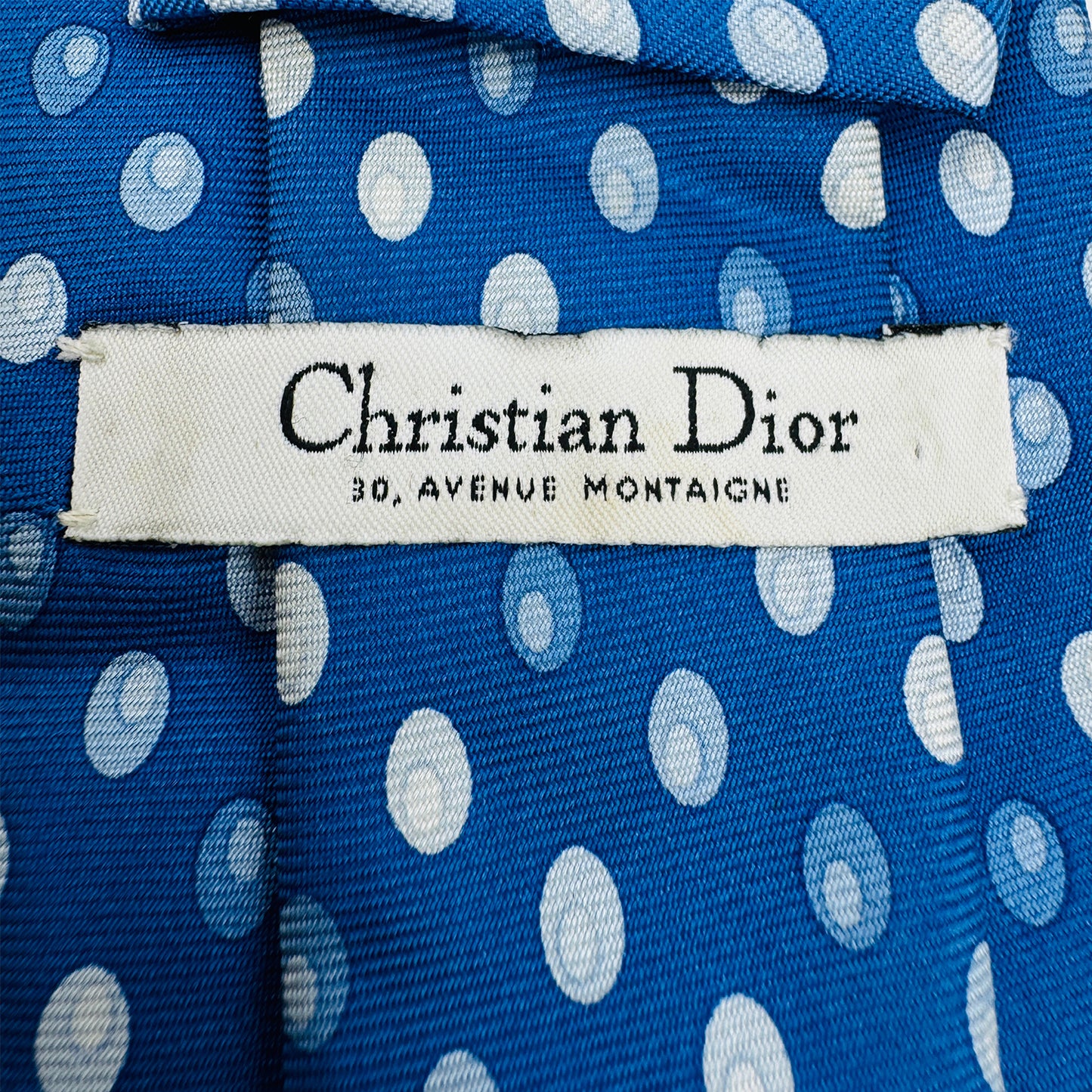 Christian Dior Blue 'Polka Dots' Tie (Size Regular)