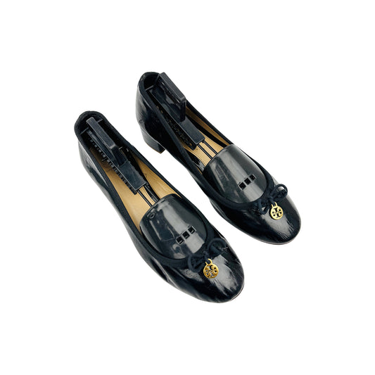 Tory Burch Black Patent Leather Block Heels (Size 38.5)