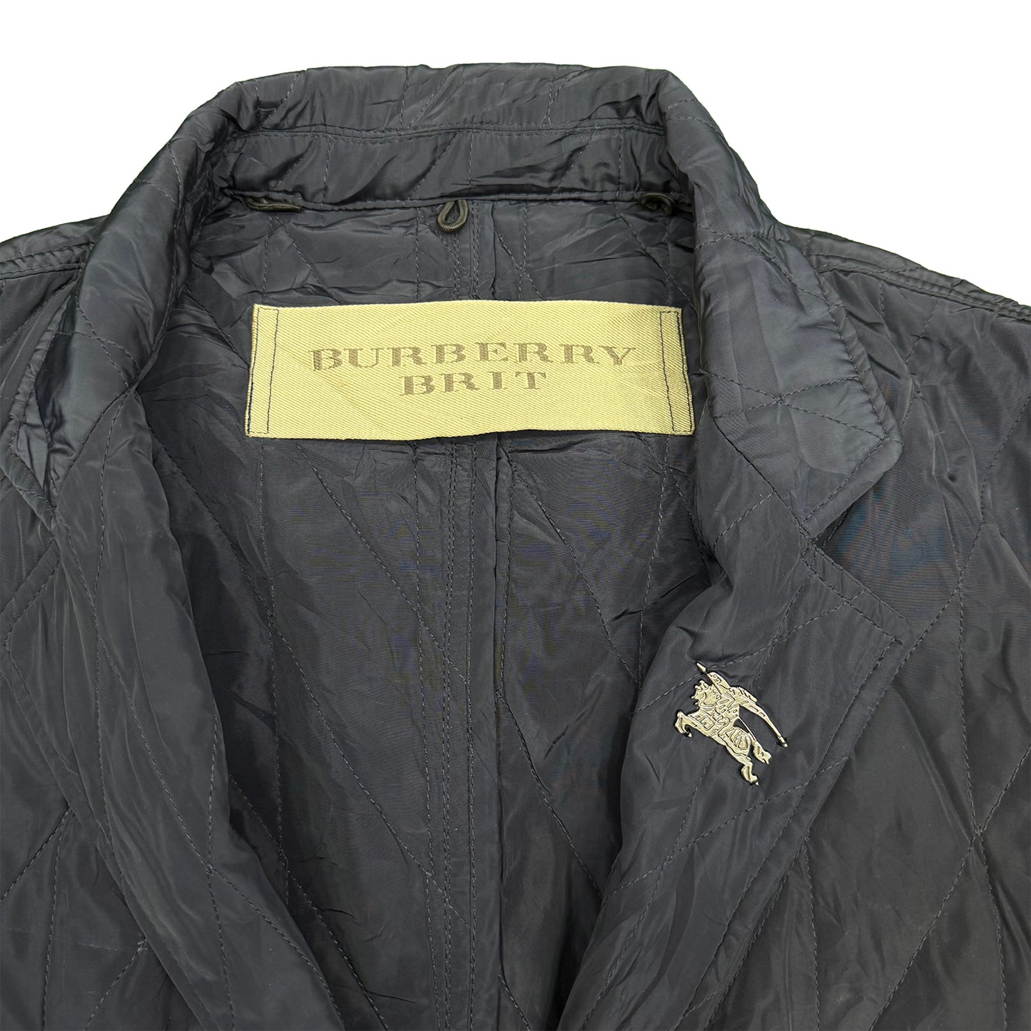 Burberry Brit Navy Blue Embroidered Logo Jacket (Size Medium/XL)