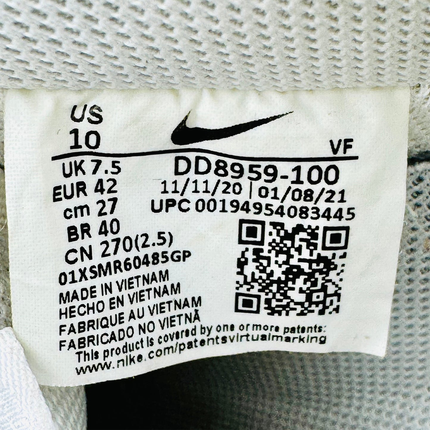 Nike Air Force 1 ’07 White Sneakers (Size 42) - DD8959-100