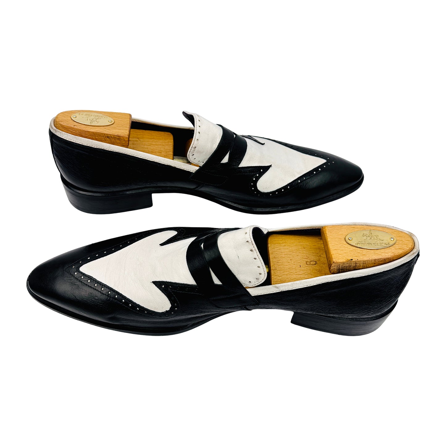 Roberto Guerrini Men's Spectator Black White Loafers (Size 42.5)