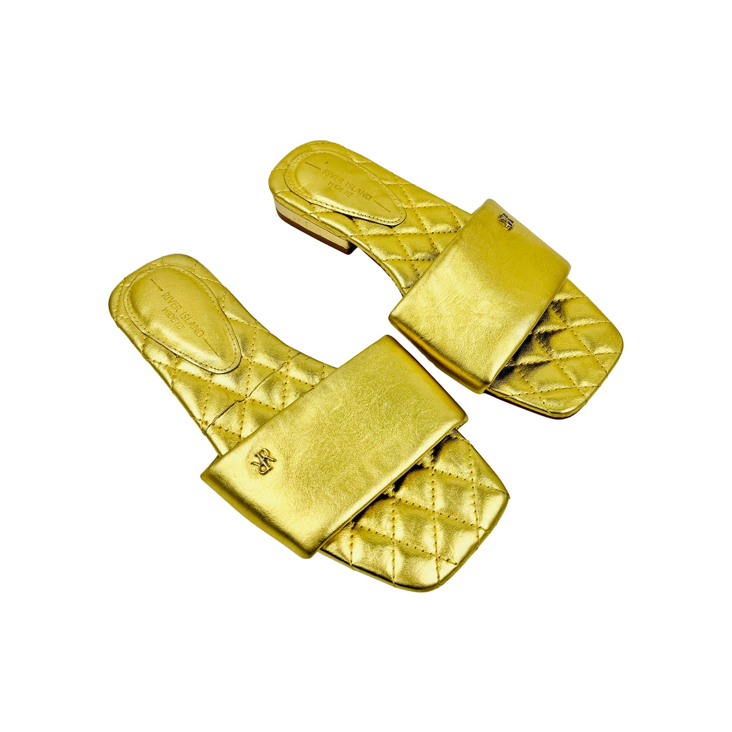 River Island Women's Gold Sandal Slippers (Size 36)