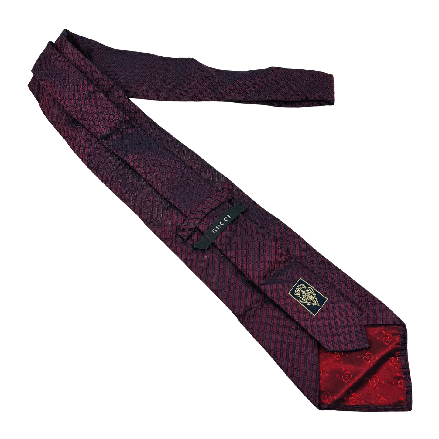Gucci Burgundy 'Geometric Pattern' Silk Tie (Size Regular)