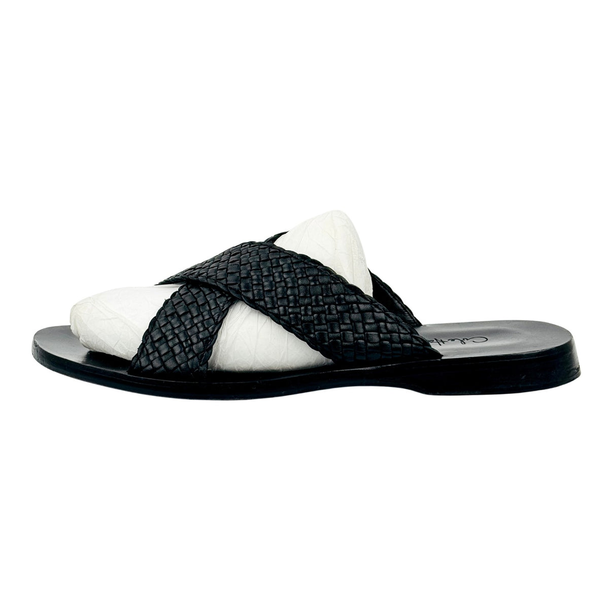 Cole Haan Woven Leather Cross Strap Slides (Size 44)