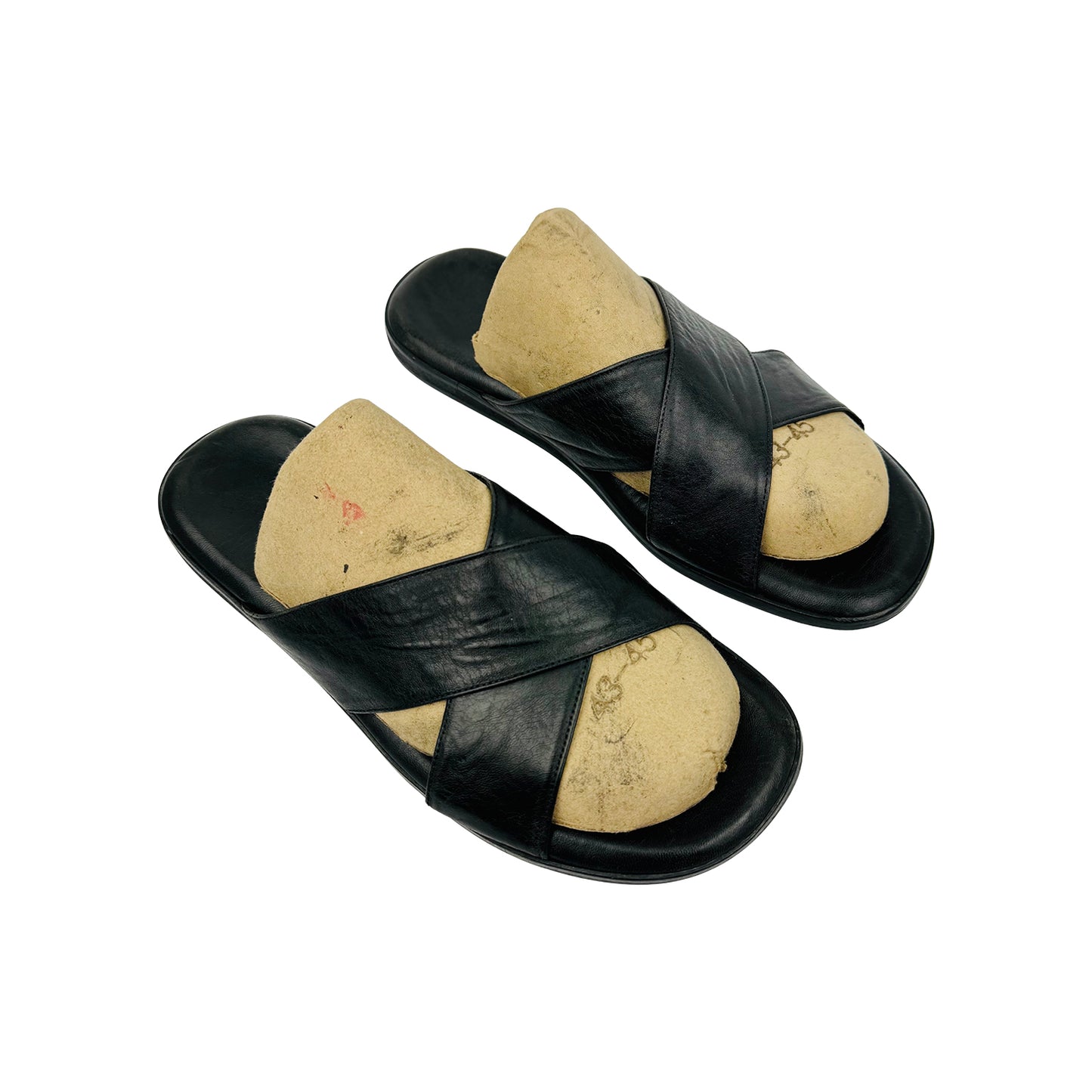 Bally Black Leather Cross Strap Sandal Slides (Size 40)