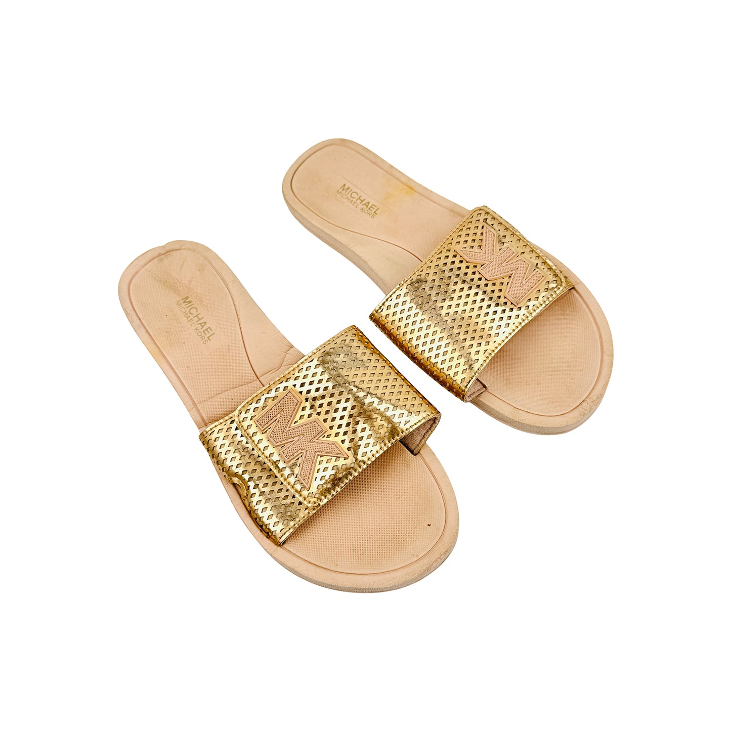 Michael Kors Palmer Rose Gold Slides (Size 36)