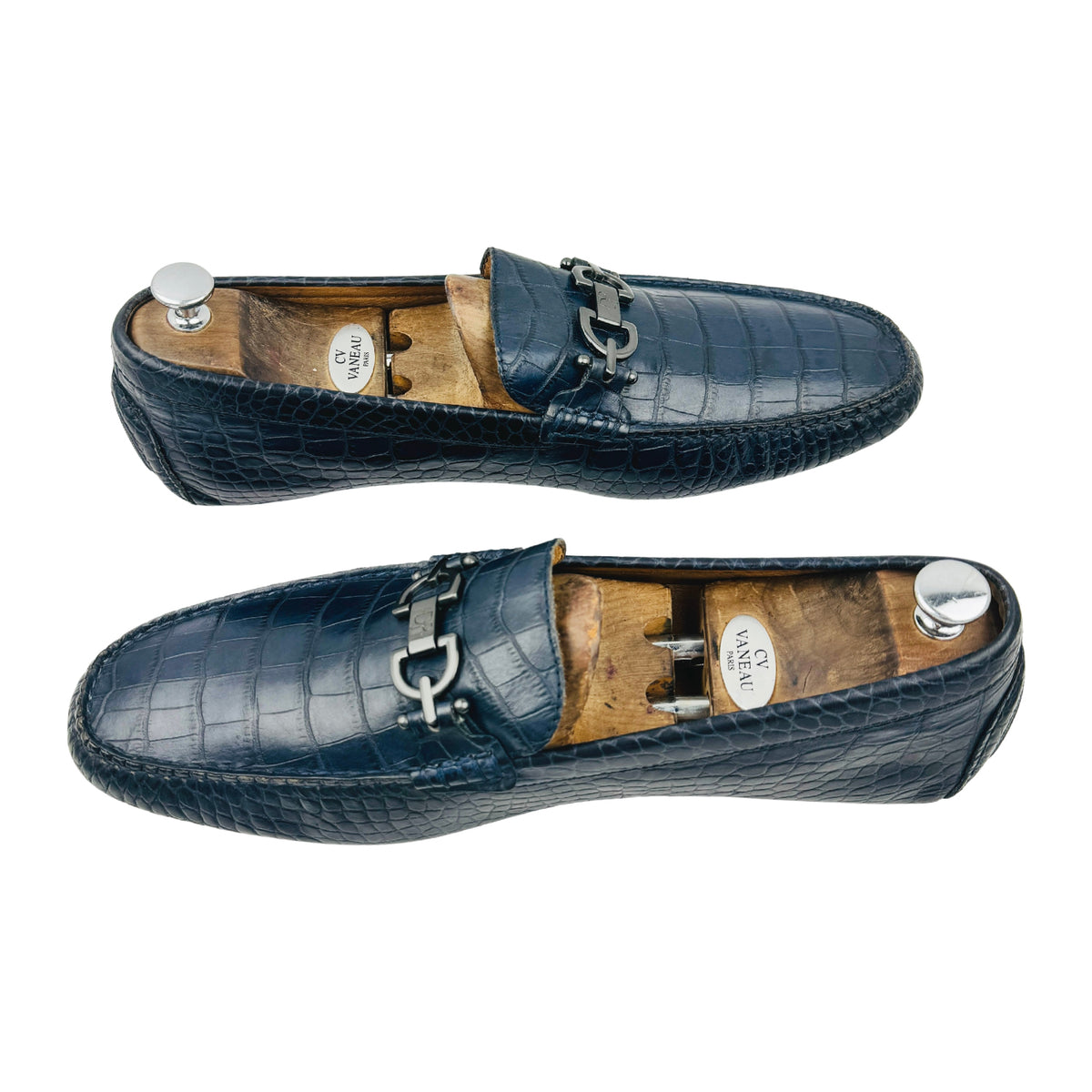 Donald J Pliner Crocodile Leather Navy Loafers (Size 46)