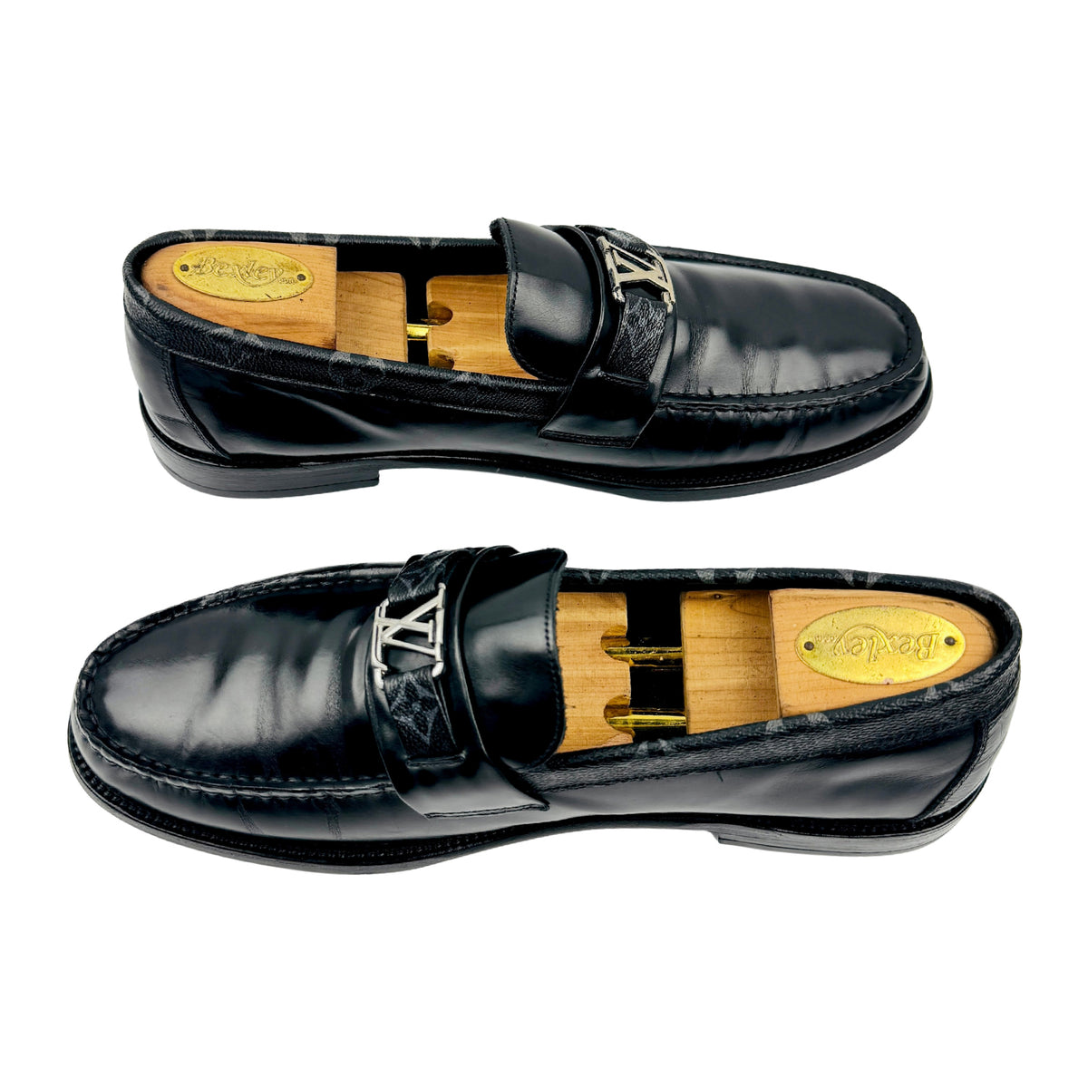 Louis Vuitton Major 'LV Initials' Black Loafers (Size 44)