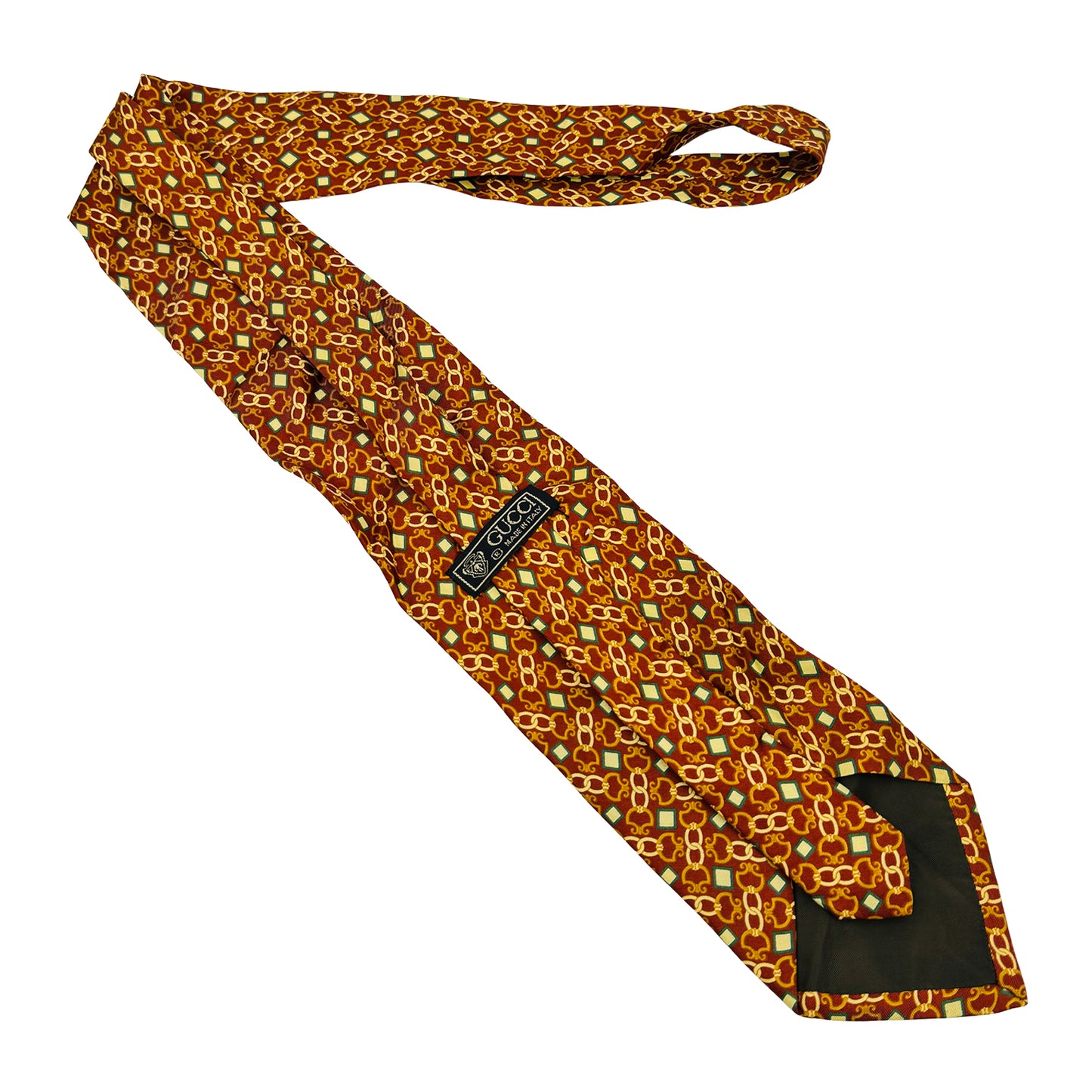 Gucci Burnt Orange 'Geometric Pattern' Tie (Size Regular)