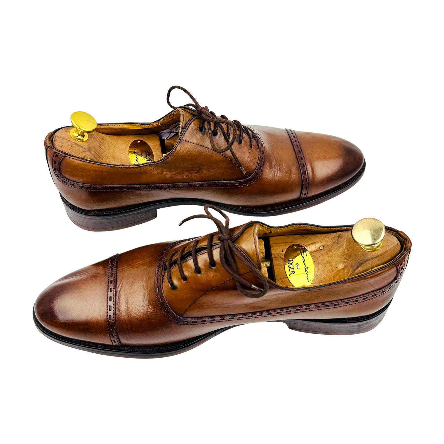Mezlan Men's Cognac Brown Leather Oxfords (Size 43)