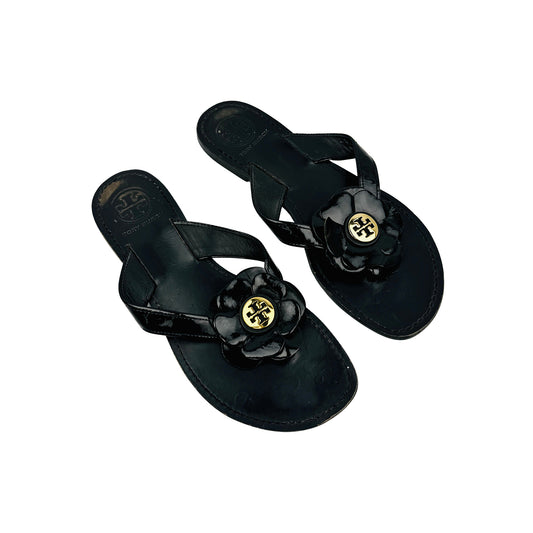 Tory Burch Breely Black Flip Flops (Size 36.5)
