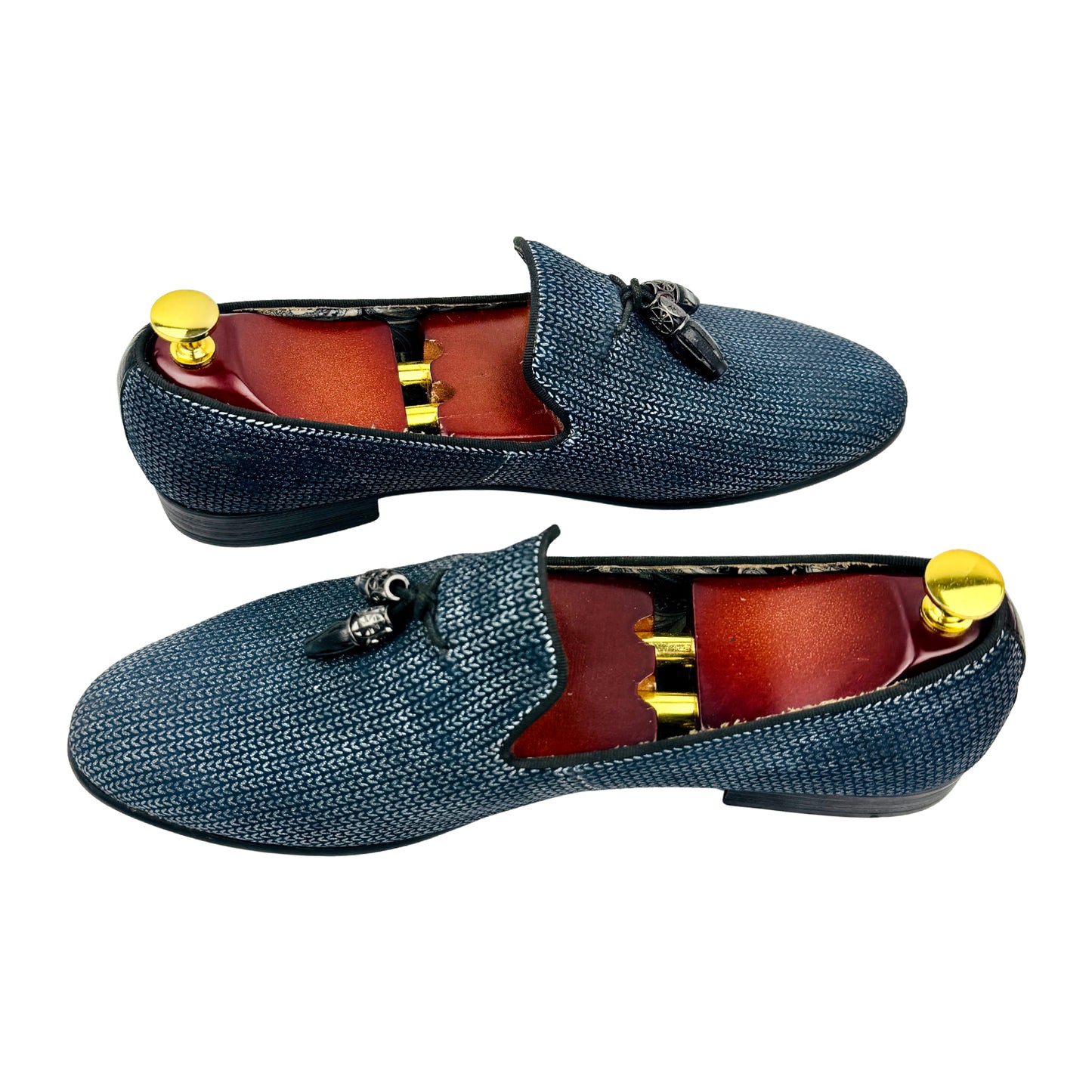 Moretti Men's Black Label Navy Tassel Loafers (Size 43)