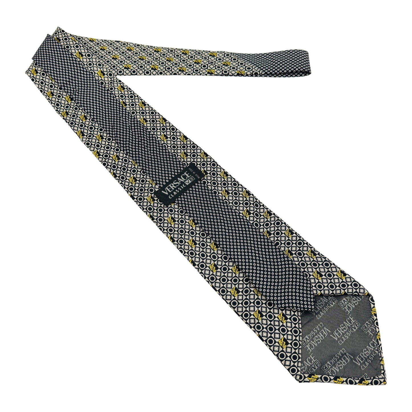 Versace Black 'Geometric Print' Tie (Size Regular)