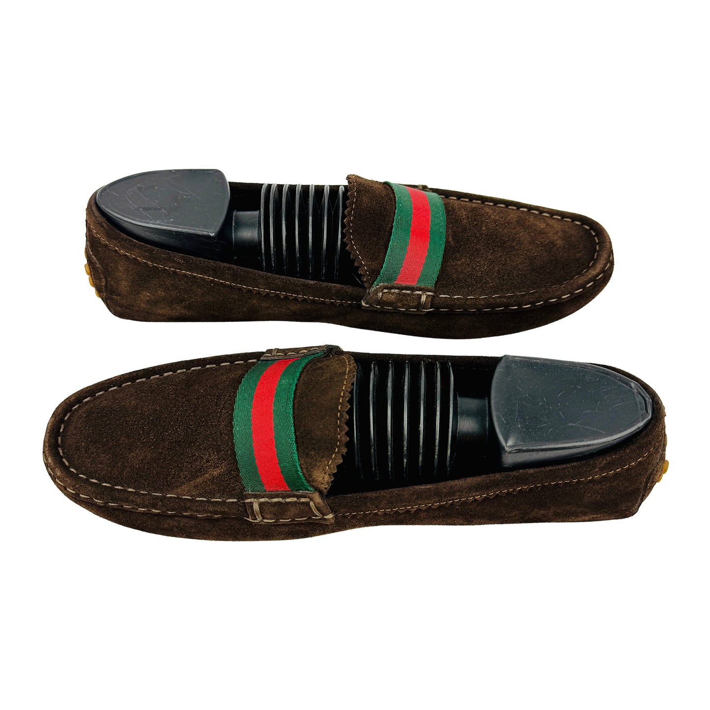 Gucci Web Trim Suede Driving Loafers (Size 40/40.5)