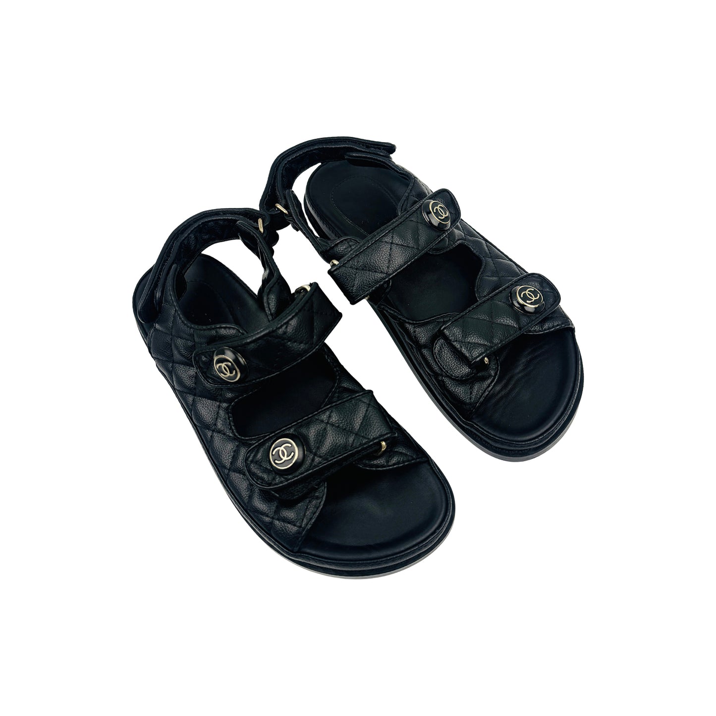 Chanel Black Quilted Leather Sandals (Size 39)