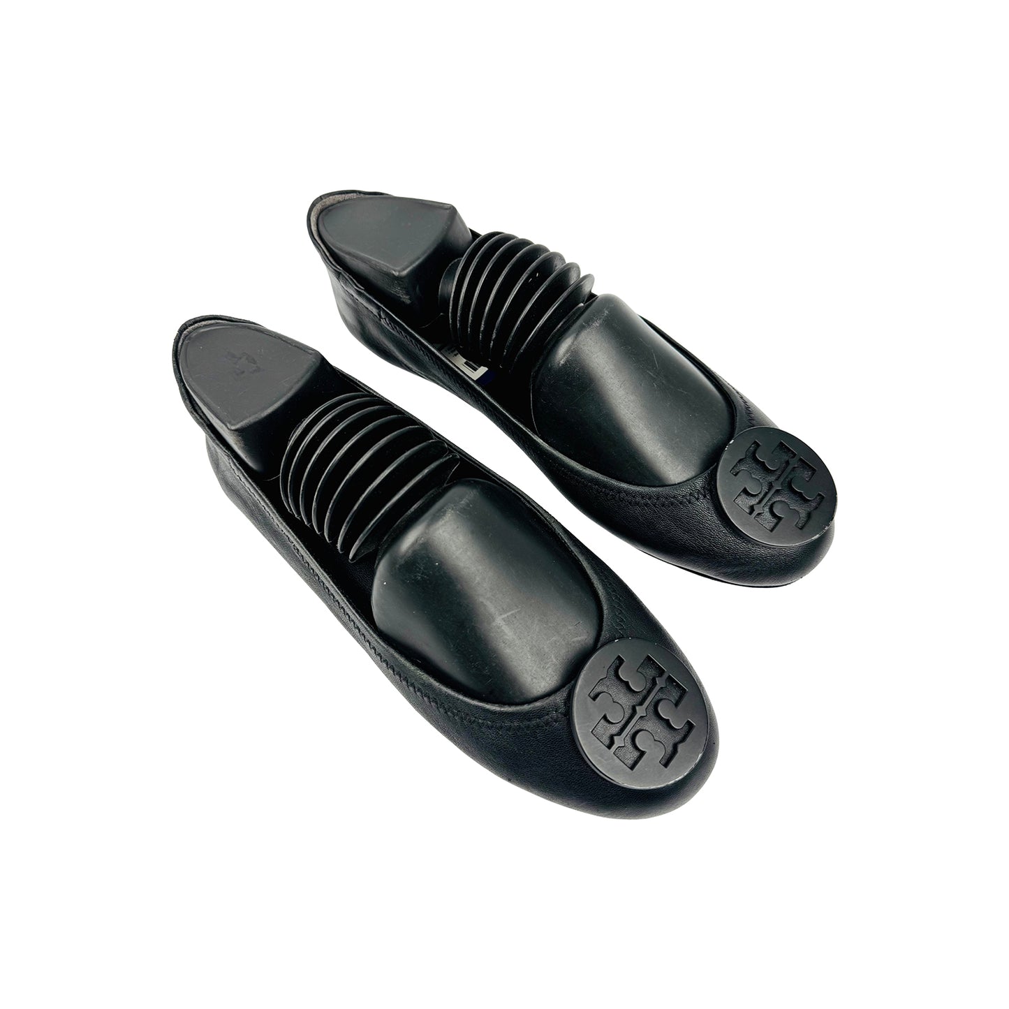 Tory Burch Minnie Travel Black Leather Ballet Flats (Size 38)