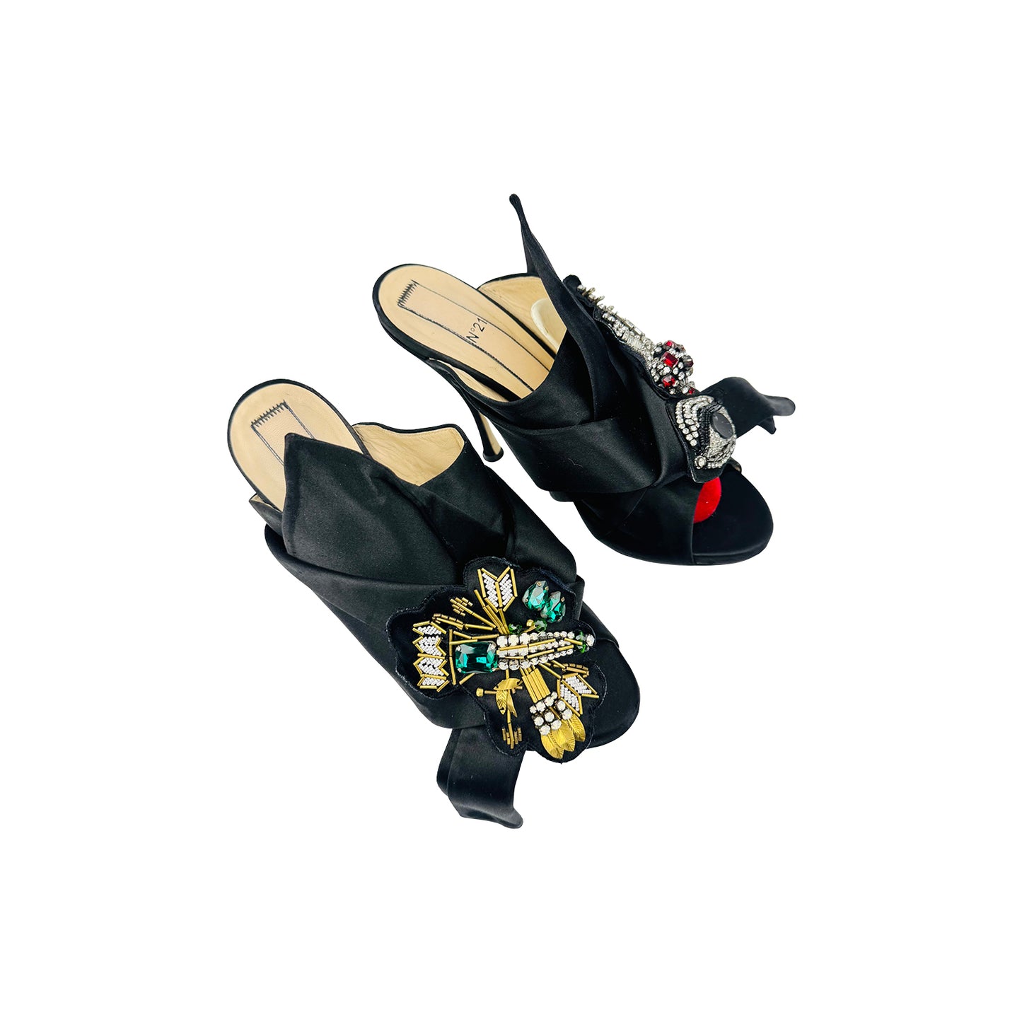 N°21 Women's Ronny Black Satin Heels (Size 41)