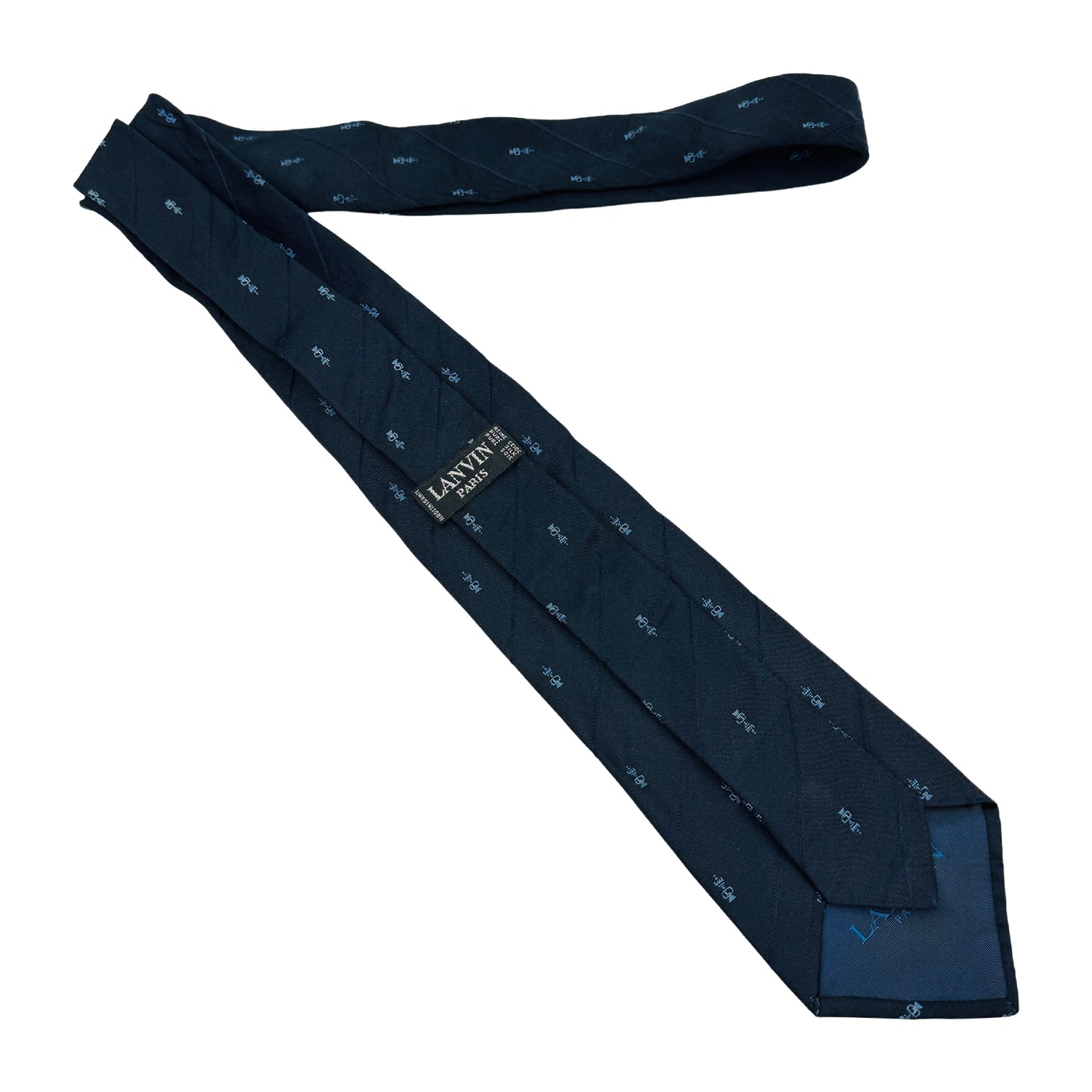 Lanvin Paris Dark Navy 'Motifs' Tie (Size Regular)