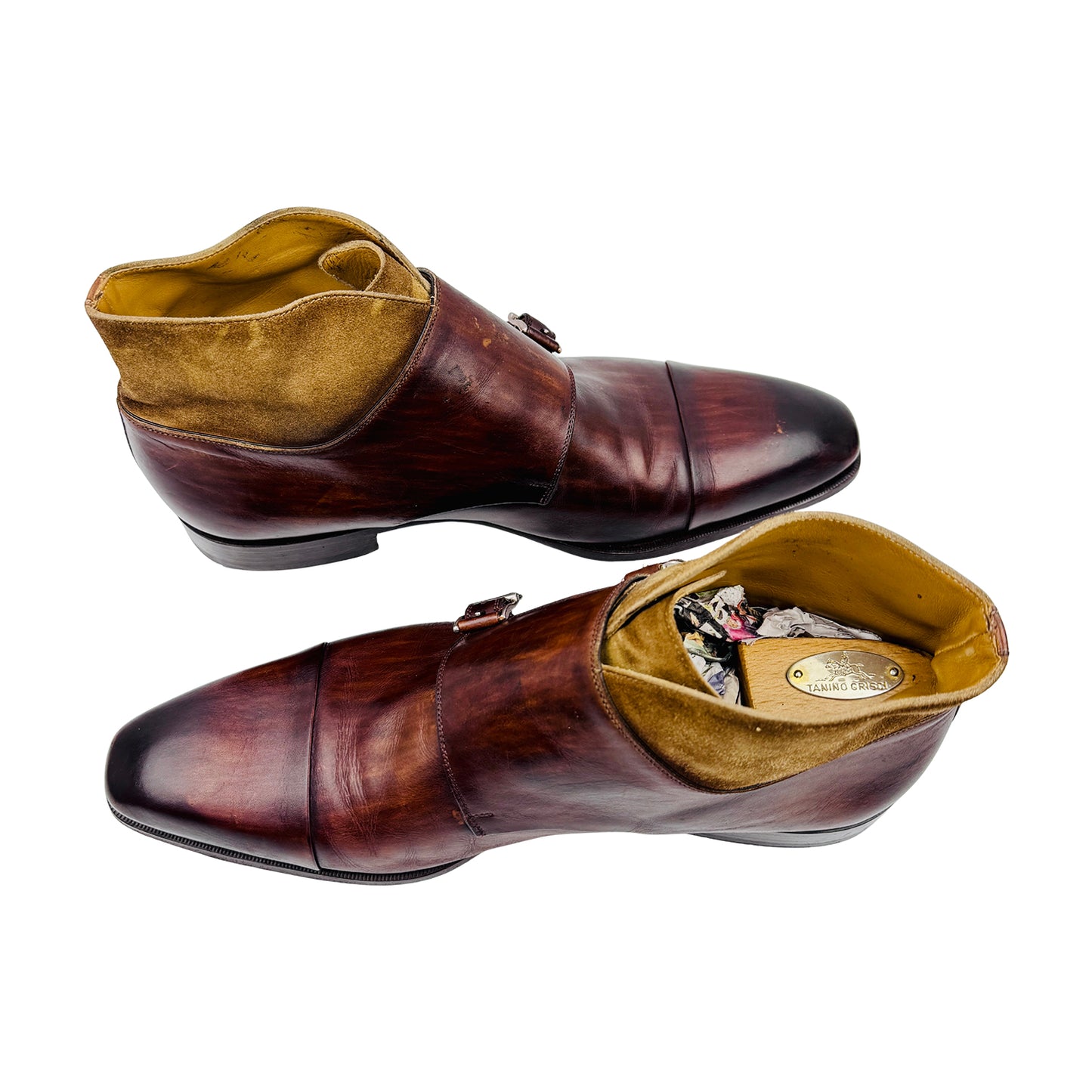 Magnanni Brown Leather Double Monk Strap Boots (Size 43.5)