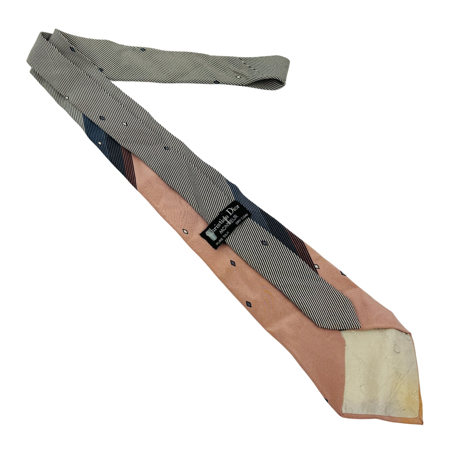 Christian Dior Light Salmon 'Diamond Motifs' Tie (Size Regular)