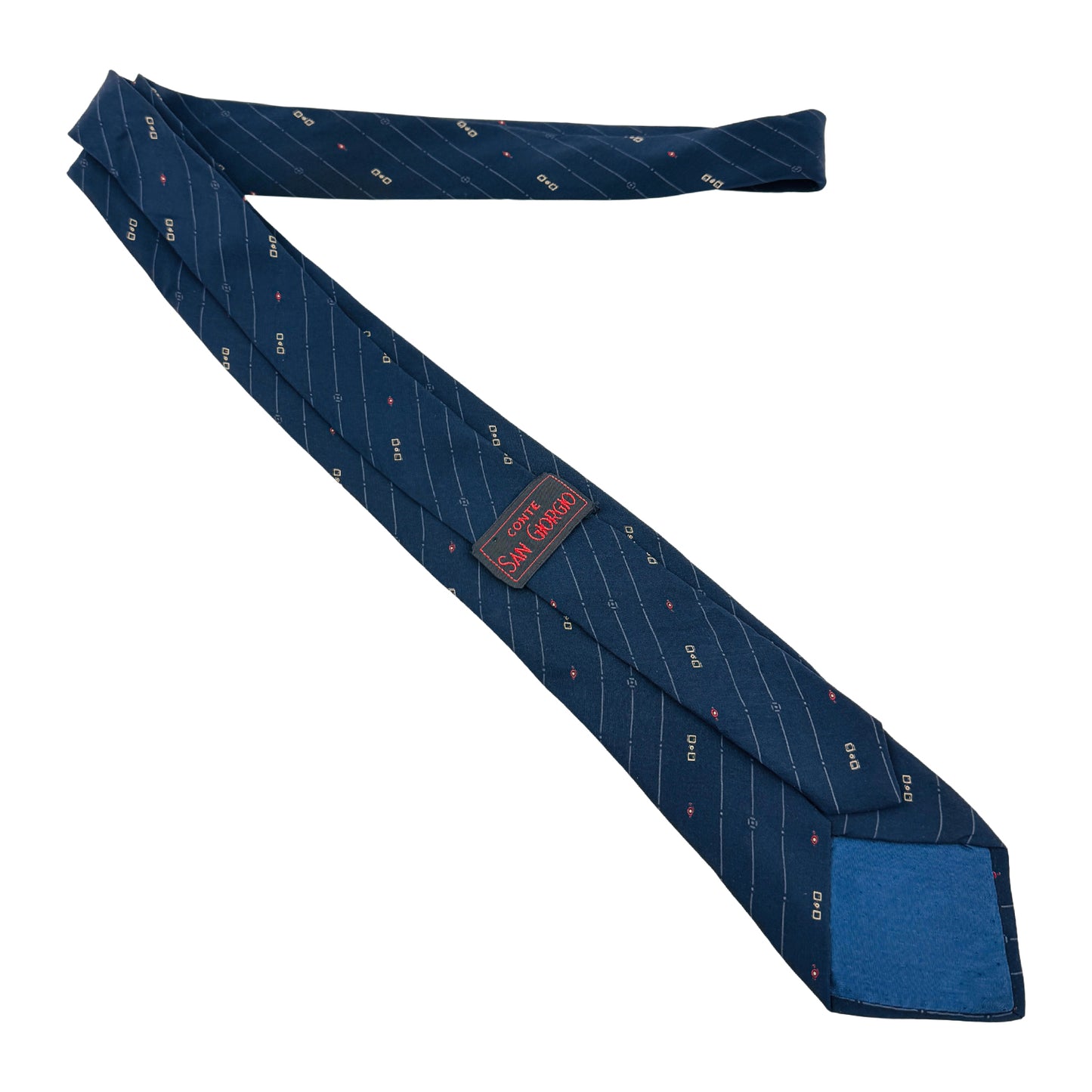 Conte San Giorgio Navy 'Geometric Motifs' Tie (Size Slim Fit)