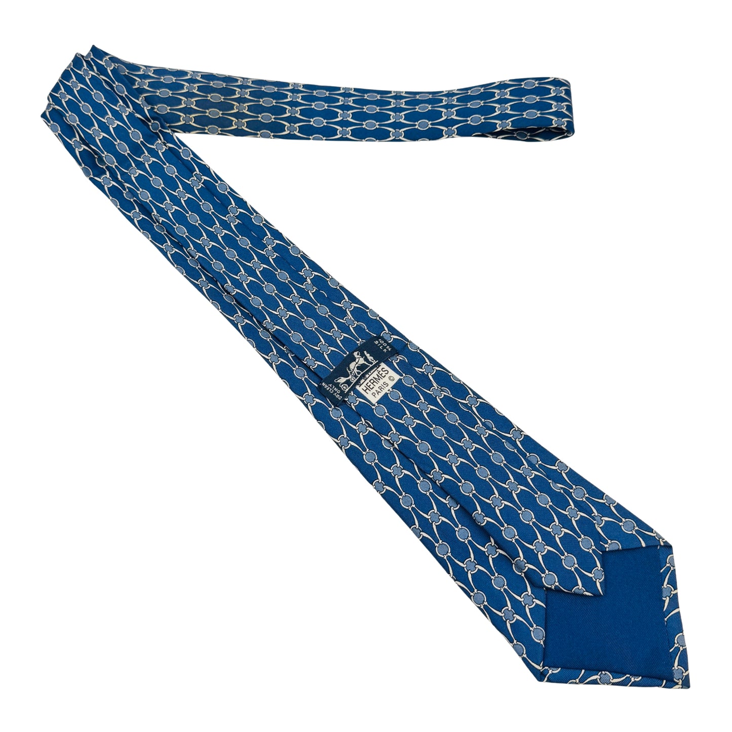 Hermès Navy Blue 'Chain Pattern' Tie (Size Regular)